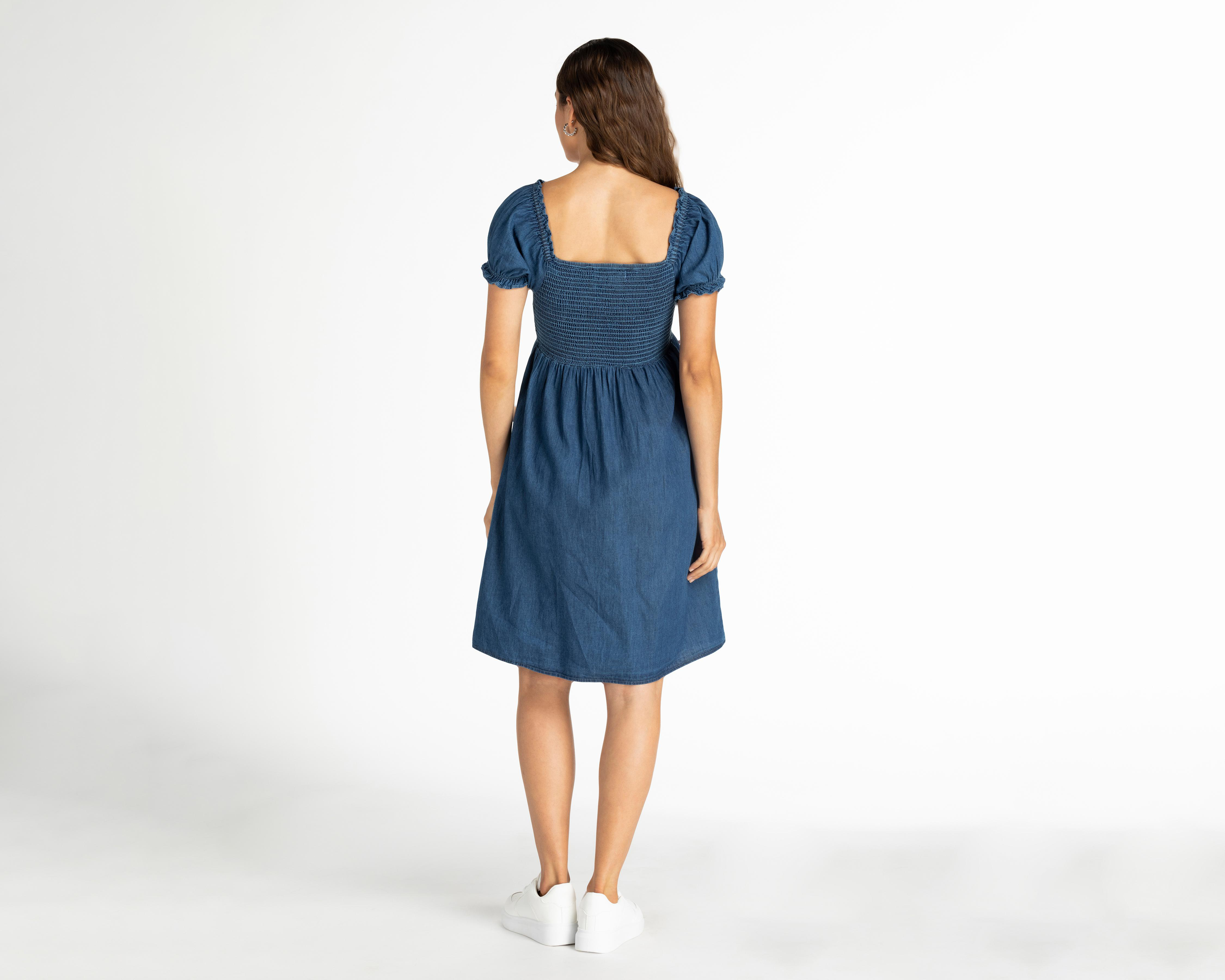 Foto 4 pulgar | Vestido de Maternidad Mamá Bella Azul Manga Corta
