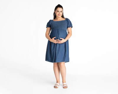 Foto 4 | Vestido de Maternidad Mamá Bella Azul Manga Corta