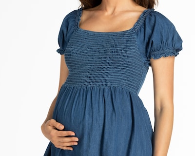 Foto 7 | Vestido de Maternidad Mamá Bella Azul Manga Corta