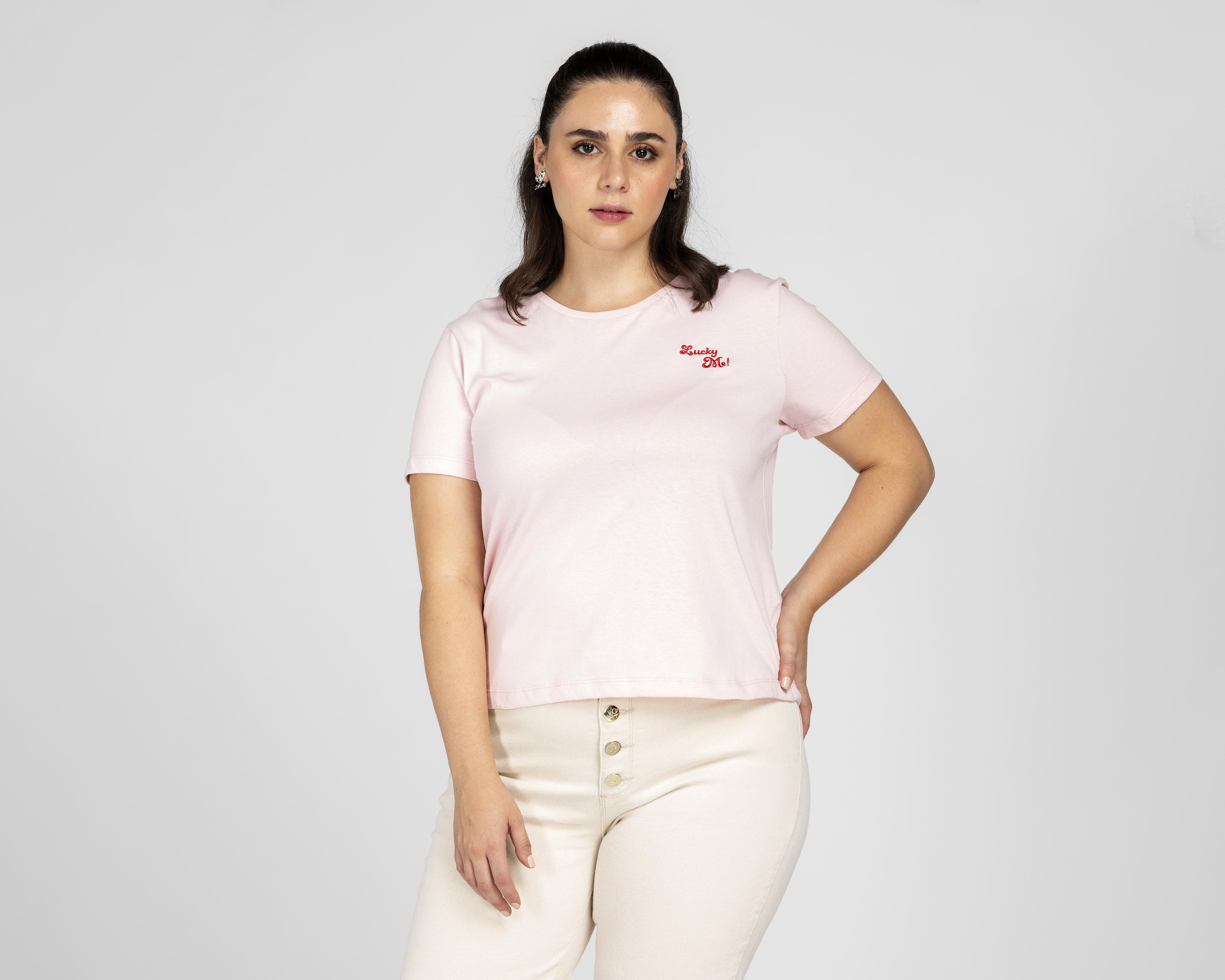 Playera Lucky Star Manga Corta Rosa
