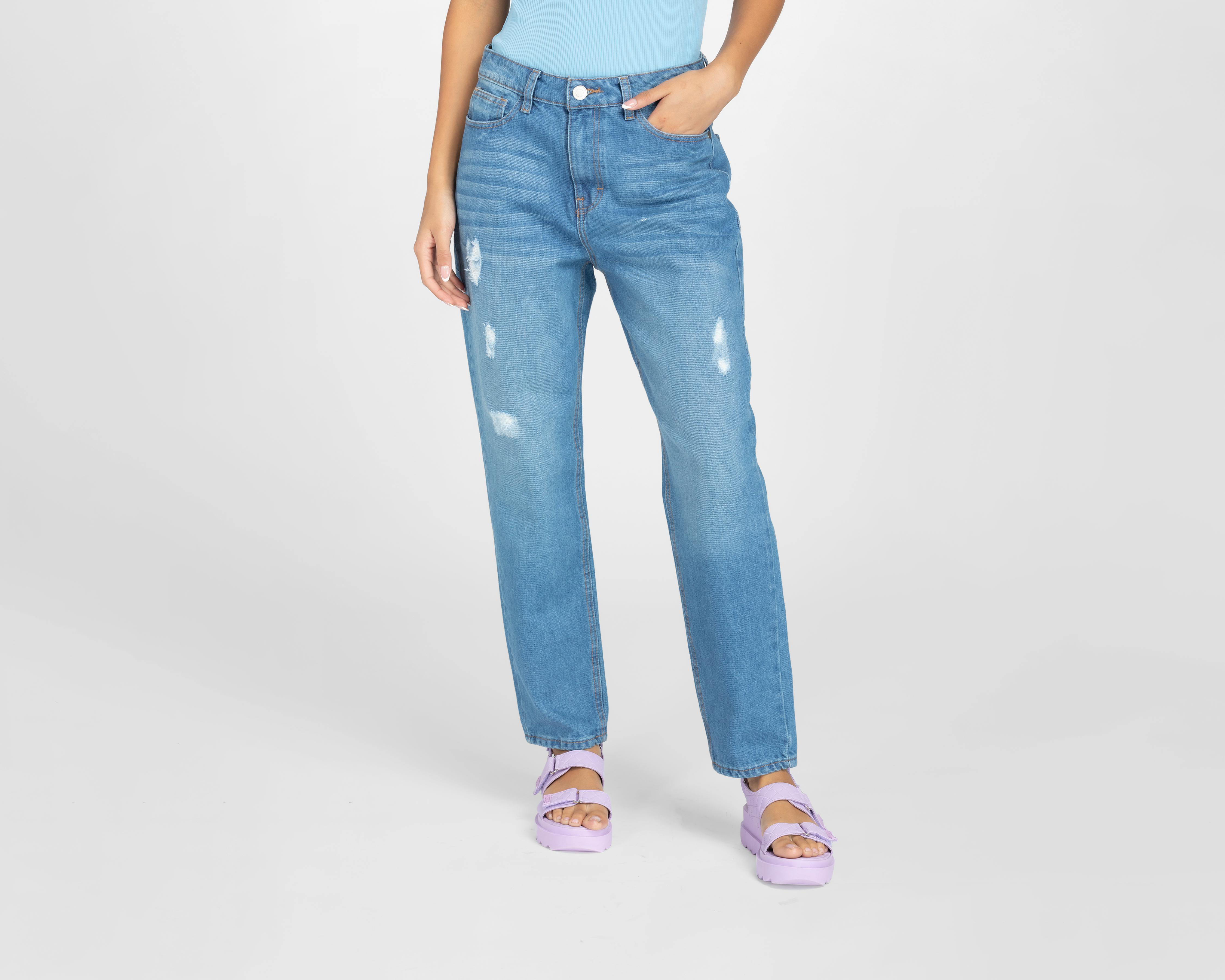 Jeans Lucky Star Mom Fit con Destrucciones