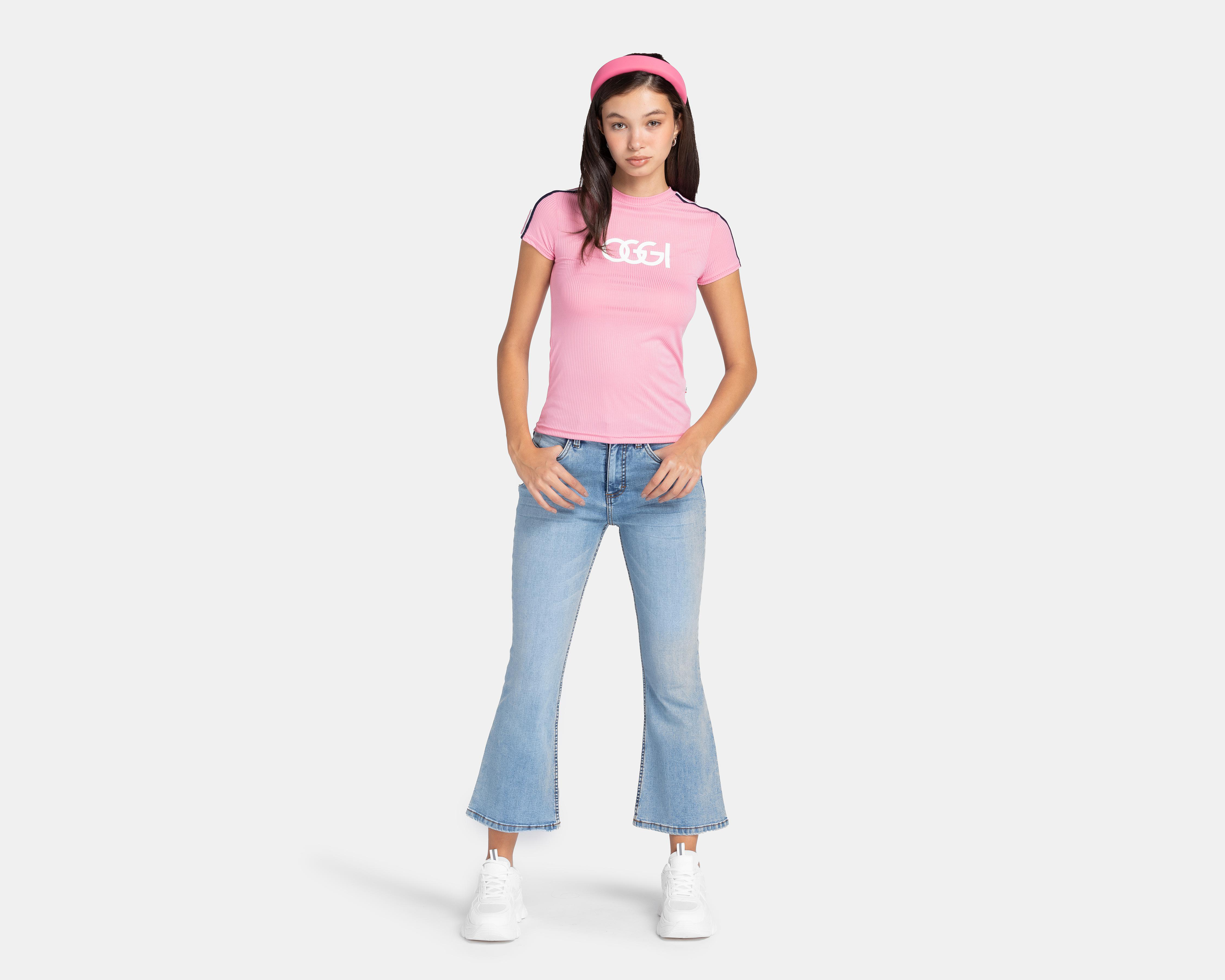 Foto 3 pulgar | Playera Oggi Rosa Manga Corta