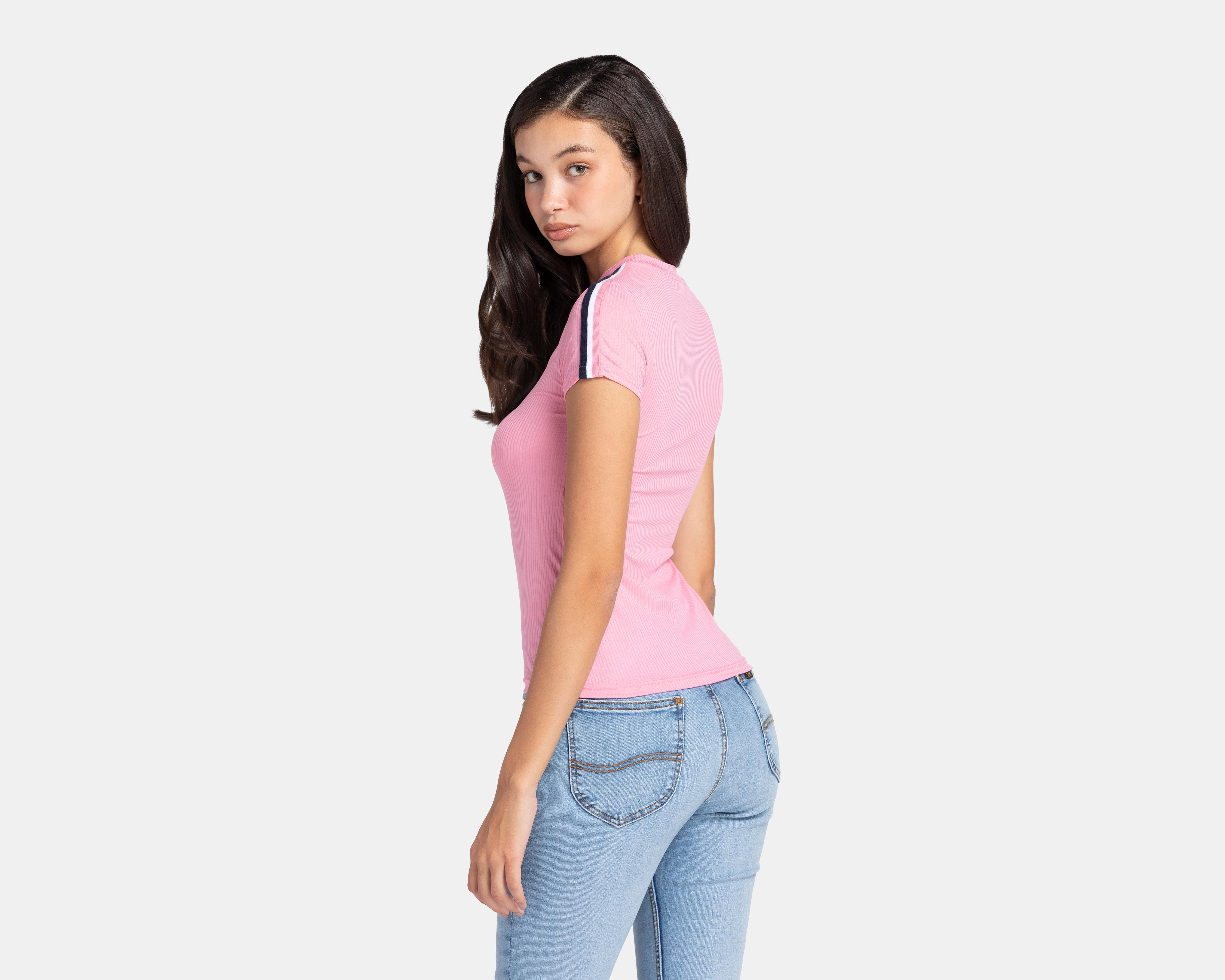 Foto 4 pulgar | Playera Oggi Rosa Manga Corta