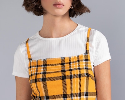 Foto 4 | Vestido Casual Strona de Tirantes a Cuadros con Playera para Mujer