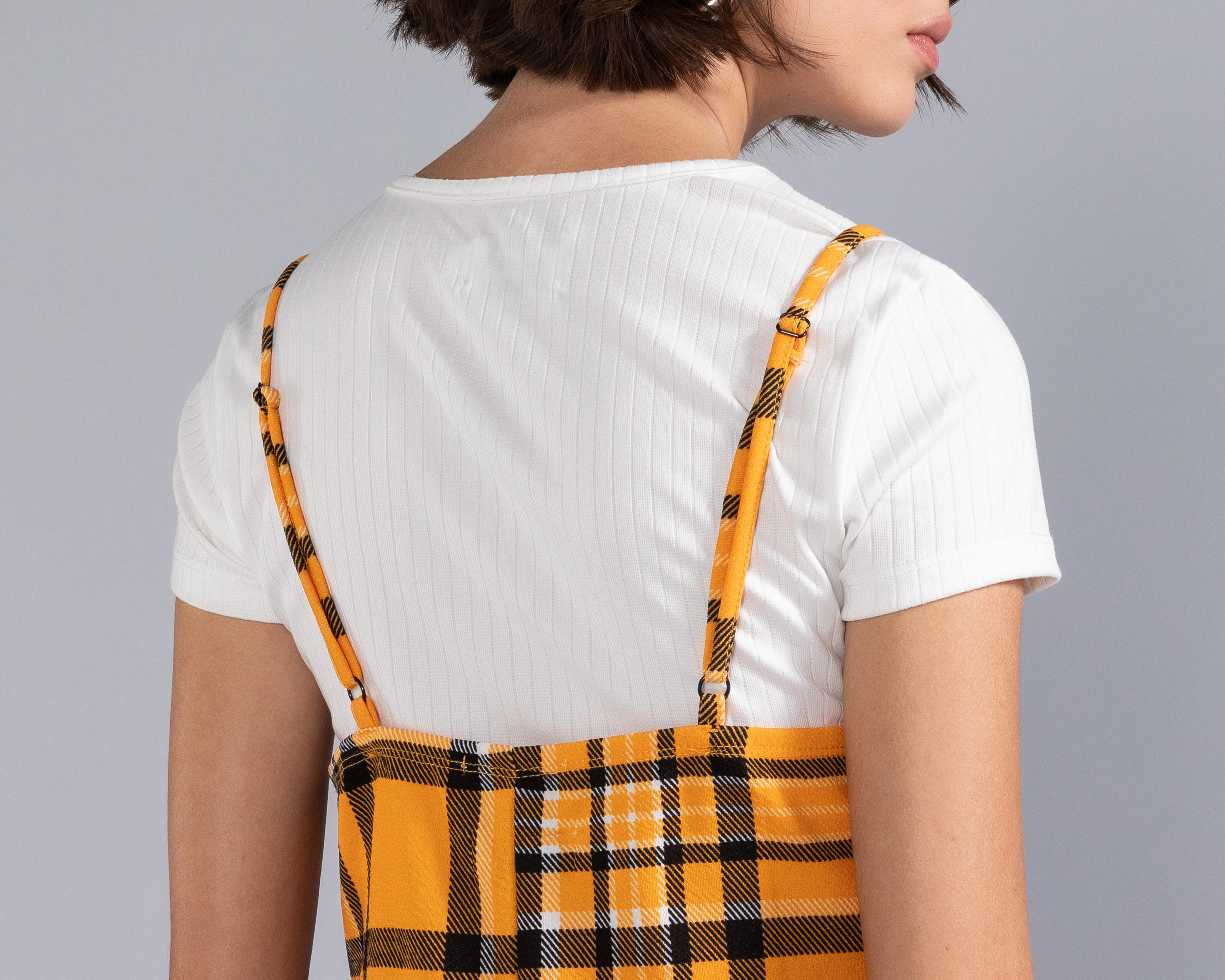 Foto 6 pulgar | Vestido Casual Strona de Tirantes a Cuadros con Playera para Mujer