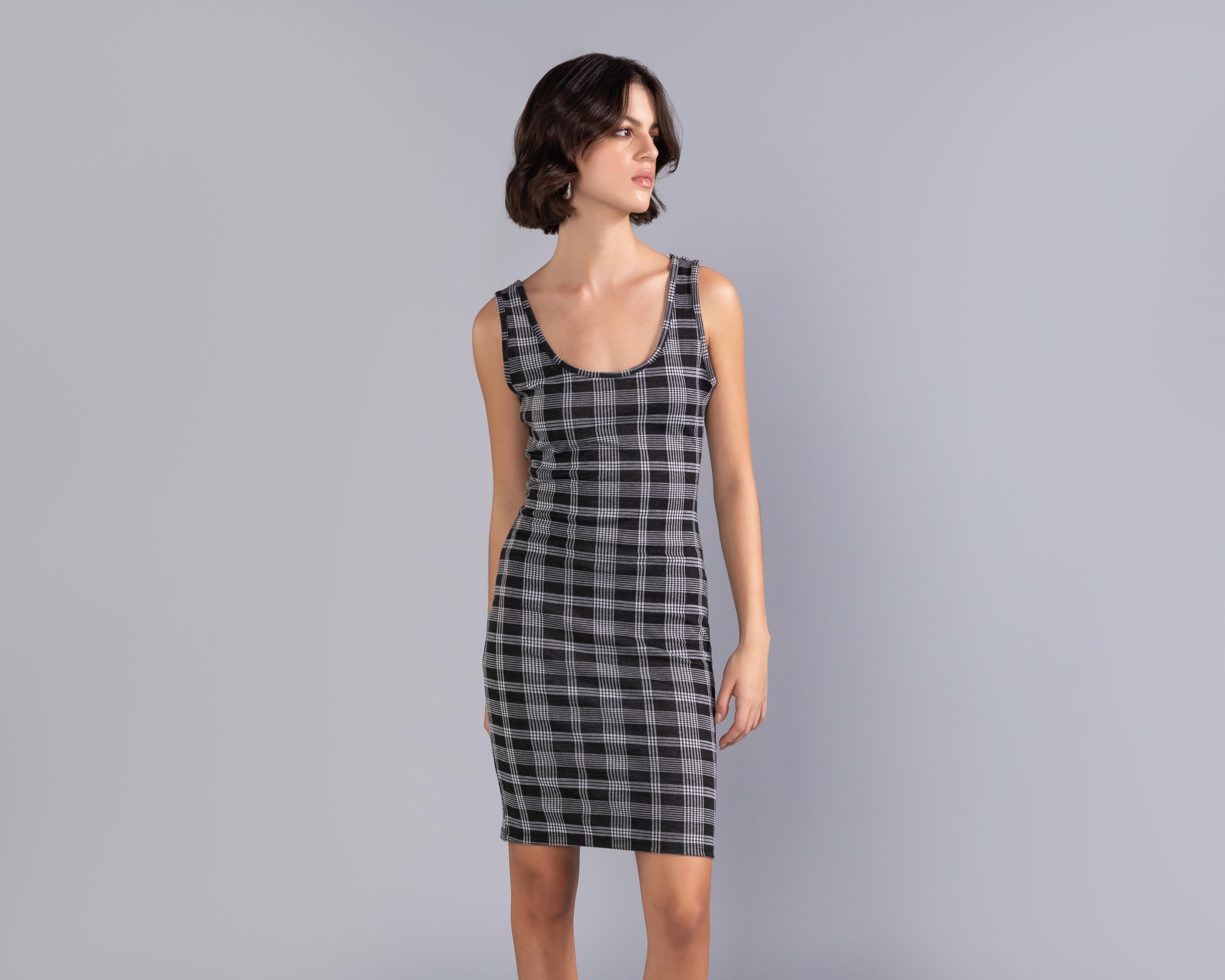 Foto 3 pulgar | Vestido Casual Strona de Tirantes a Cuadros con Cuello Redondo para Mujer