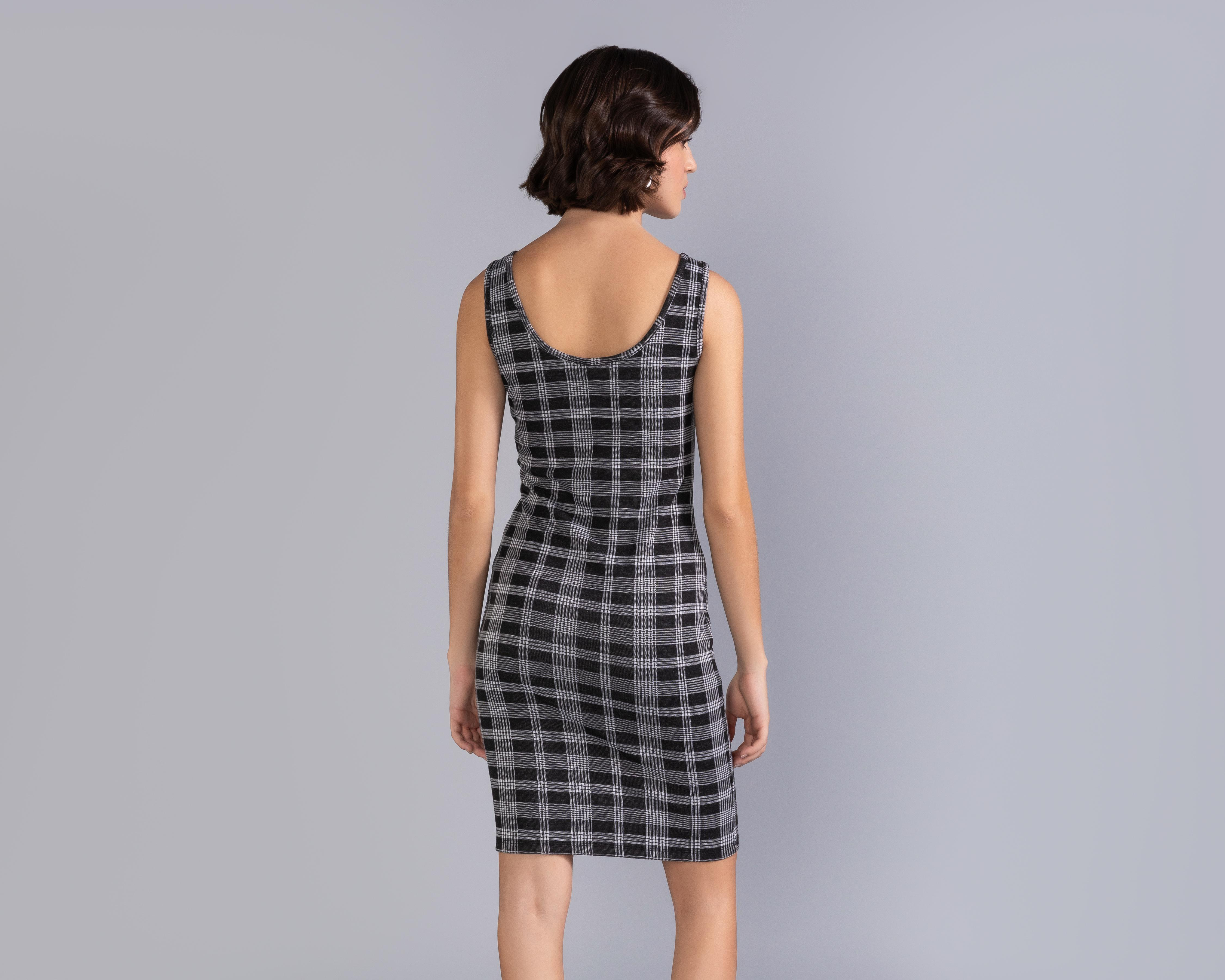 Foto 4 pulgar | Vestido Casual Strona de Tirantes a Cuadros con Cuello Redondo para Mujer