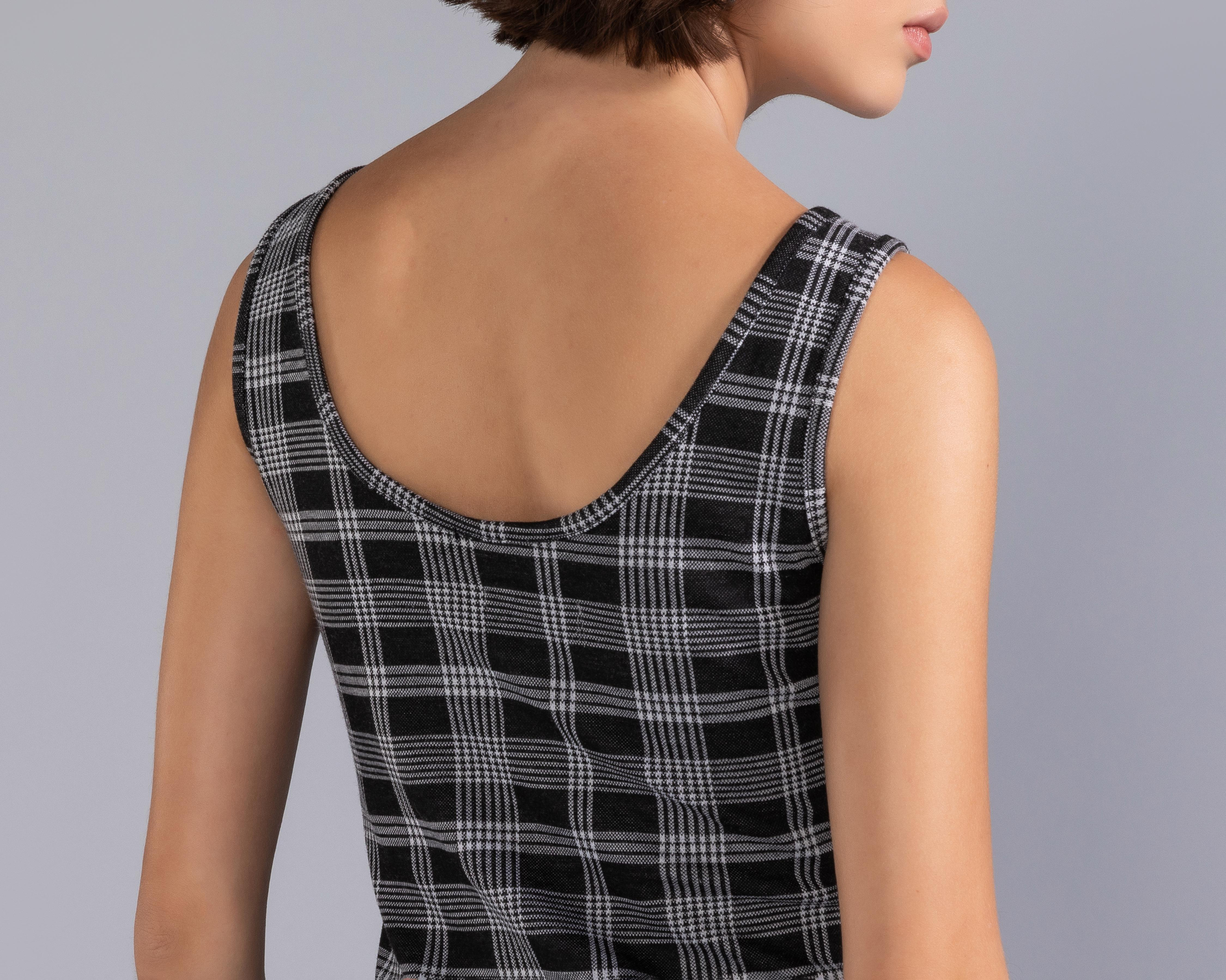 Foto 6 pulgar | Vestido Casual Strona de Tirantes a Cuadros con Cuello Redondo para Mujer