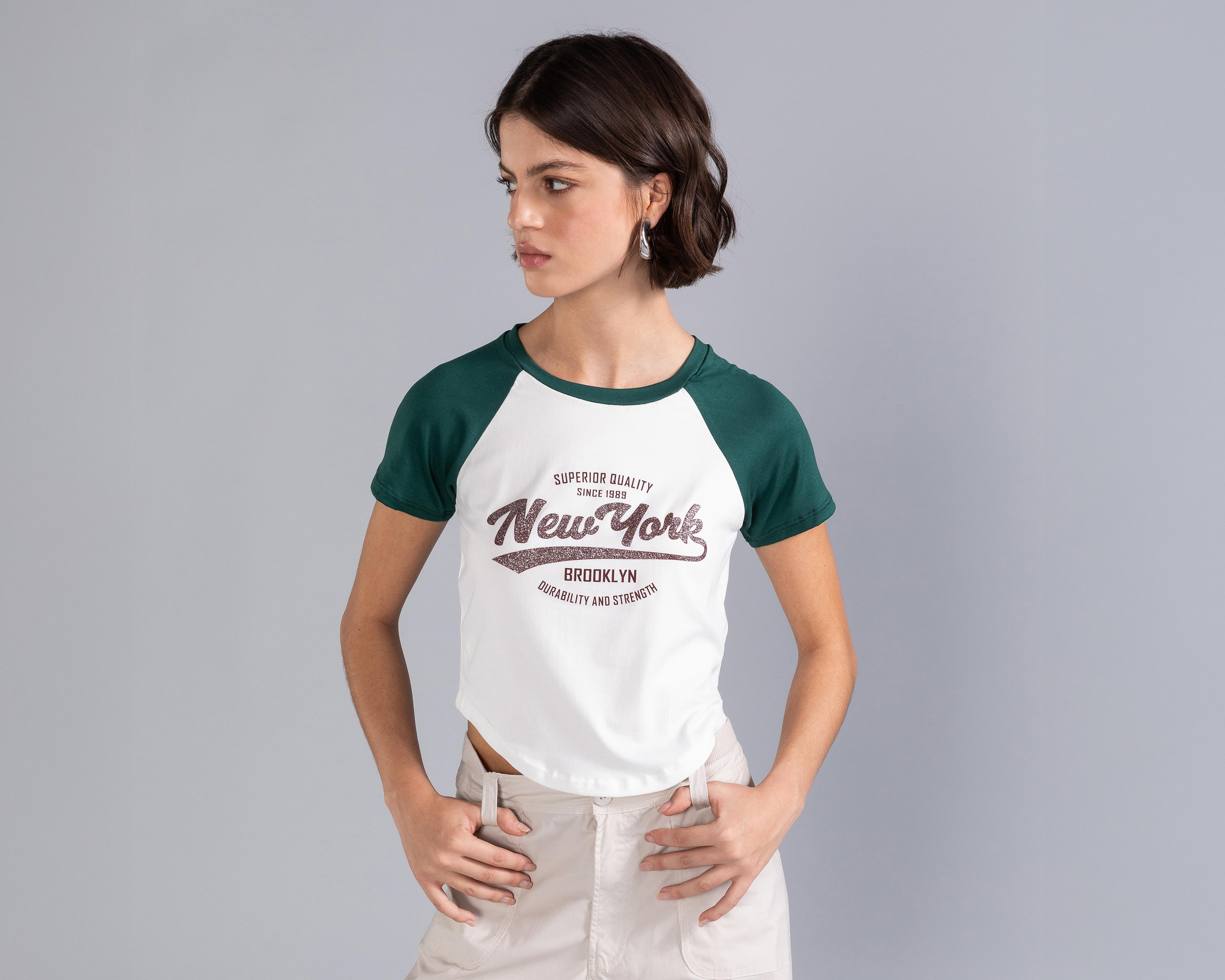 Foto 3 pulgar | Playera Strona Manga Corta para Mujer