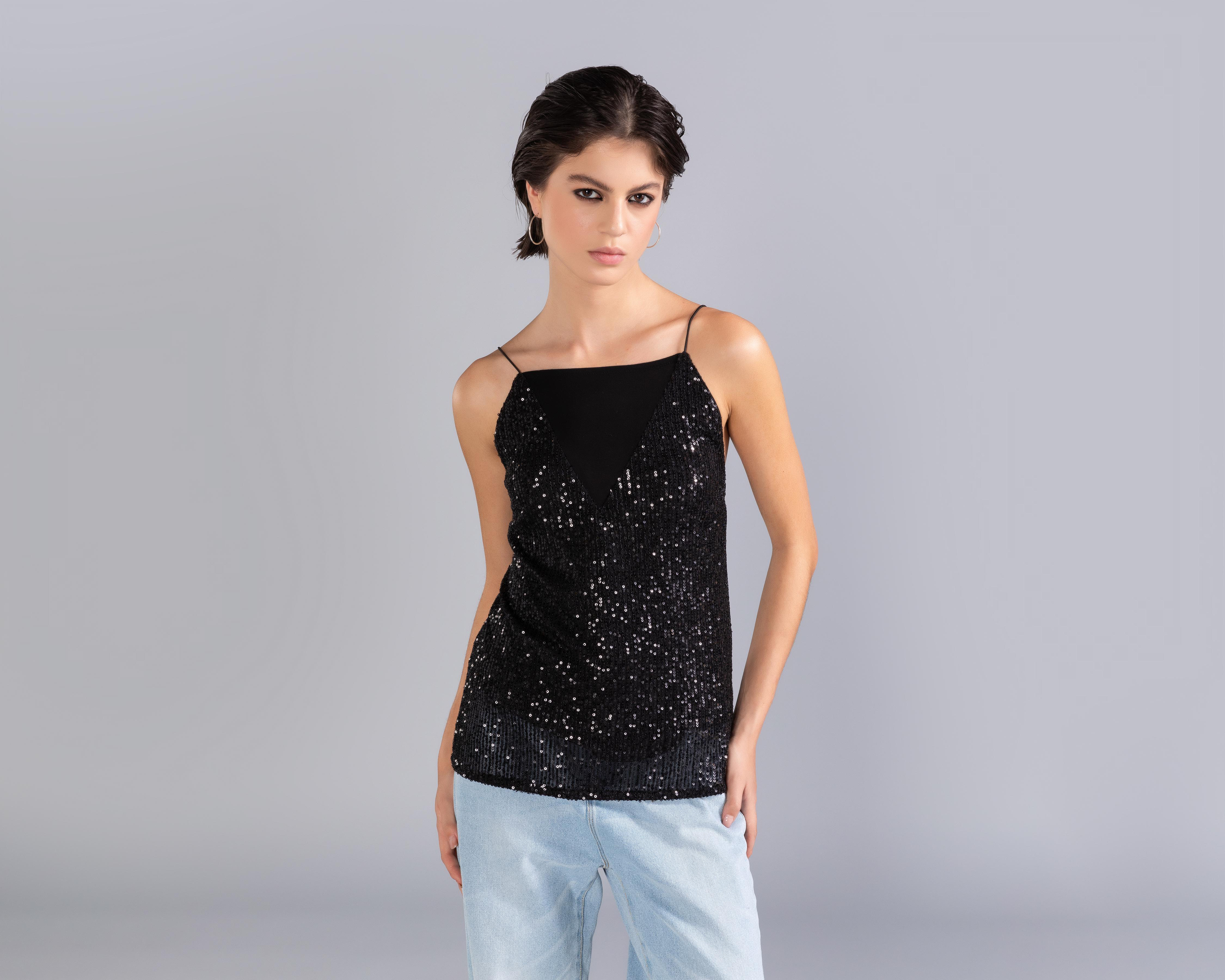 Foto 3 pulgar | Blusa Strona con Lentejuelas para Mujer