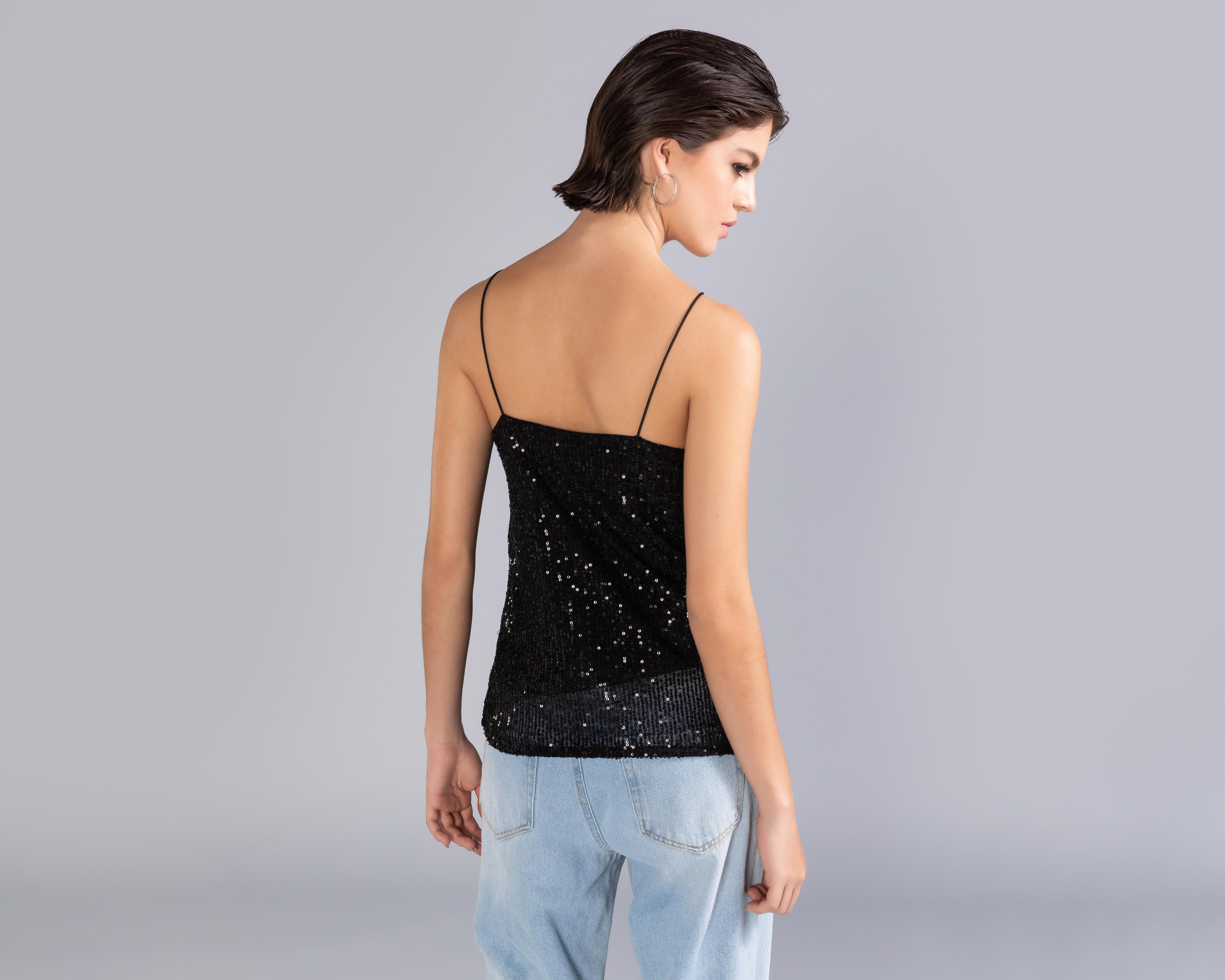 Foto 4 pulgar | Blusa Strona con Lentejuelas para Mujer