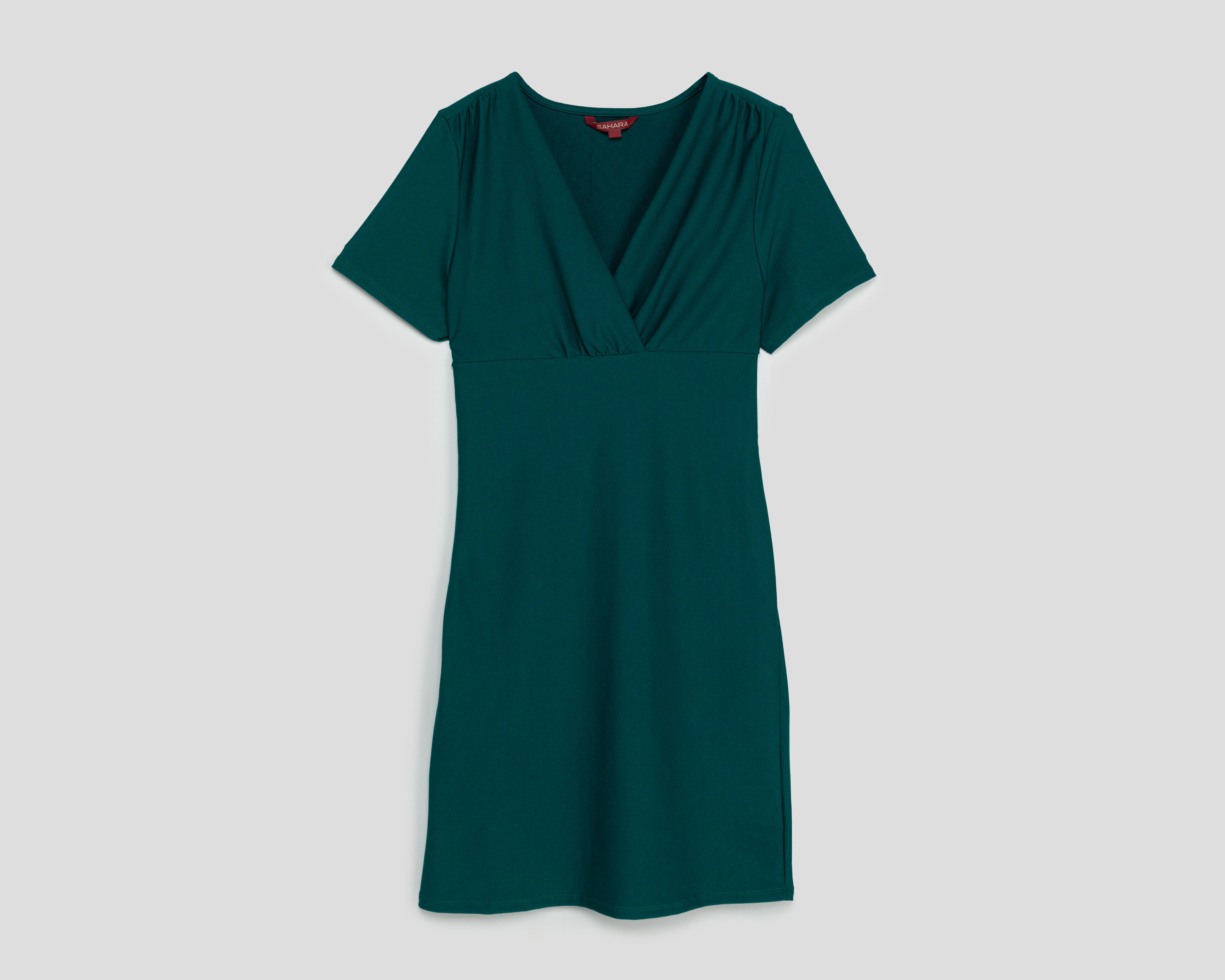 Vestido Formal Sahara Verde Escote V Midi