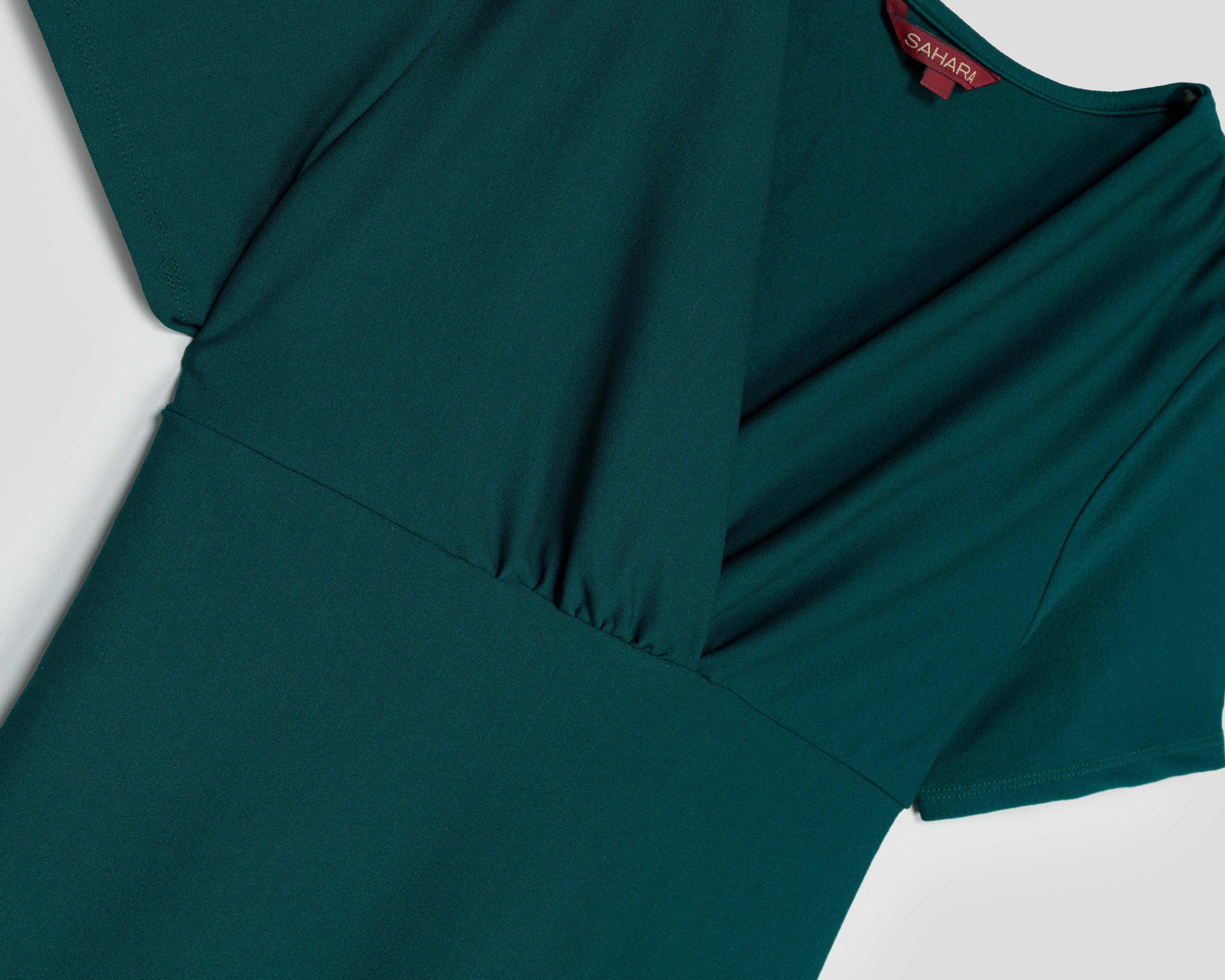 Foto 4 pulgar | Vestido Formal Sahara Verde Escote V Midi