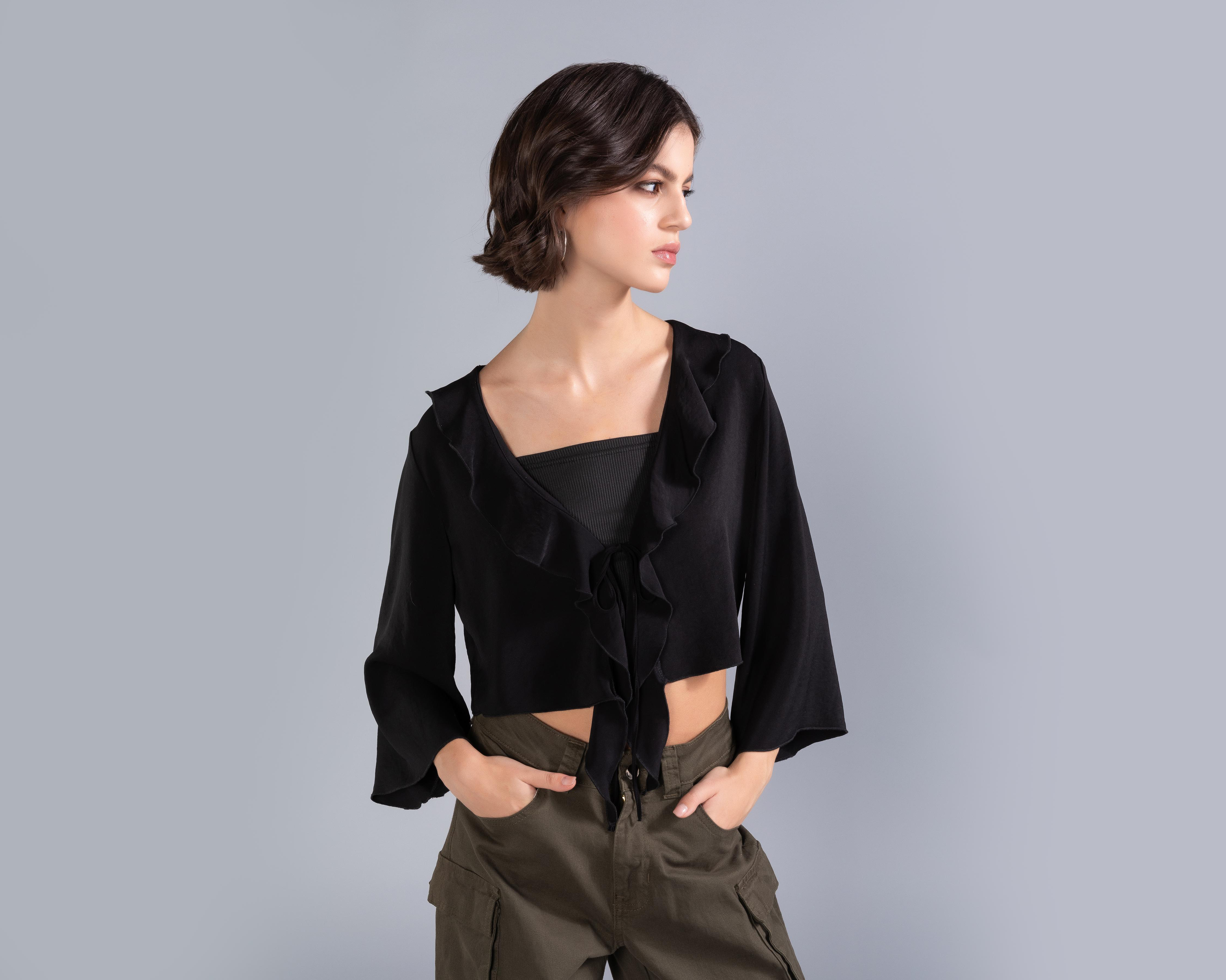 Foto 3 pulgar | Blusa Thinner Negra para Mujer