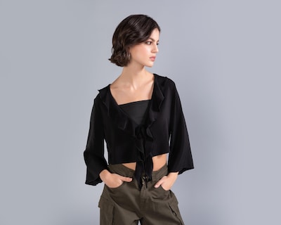 Foto 2 | Blusa Thinner Negra para Mujer