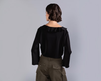 Foto 3 | Blusa Thinner Negra para Mujer