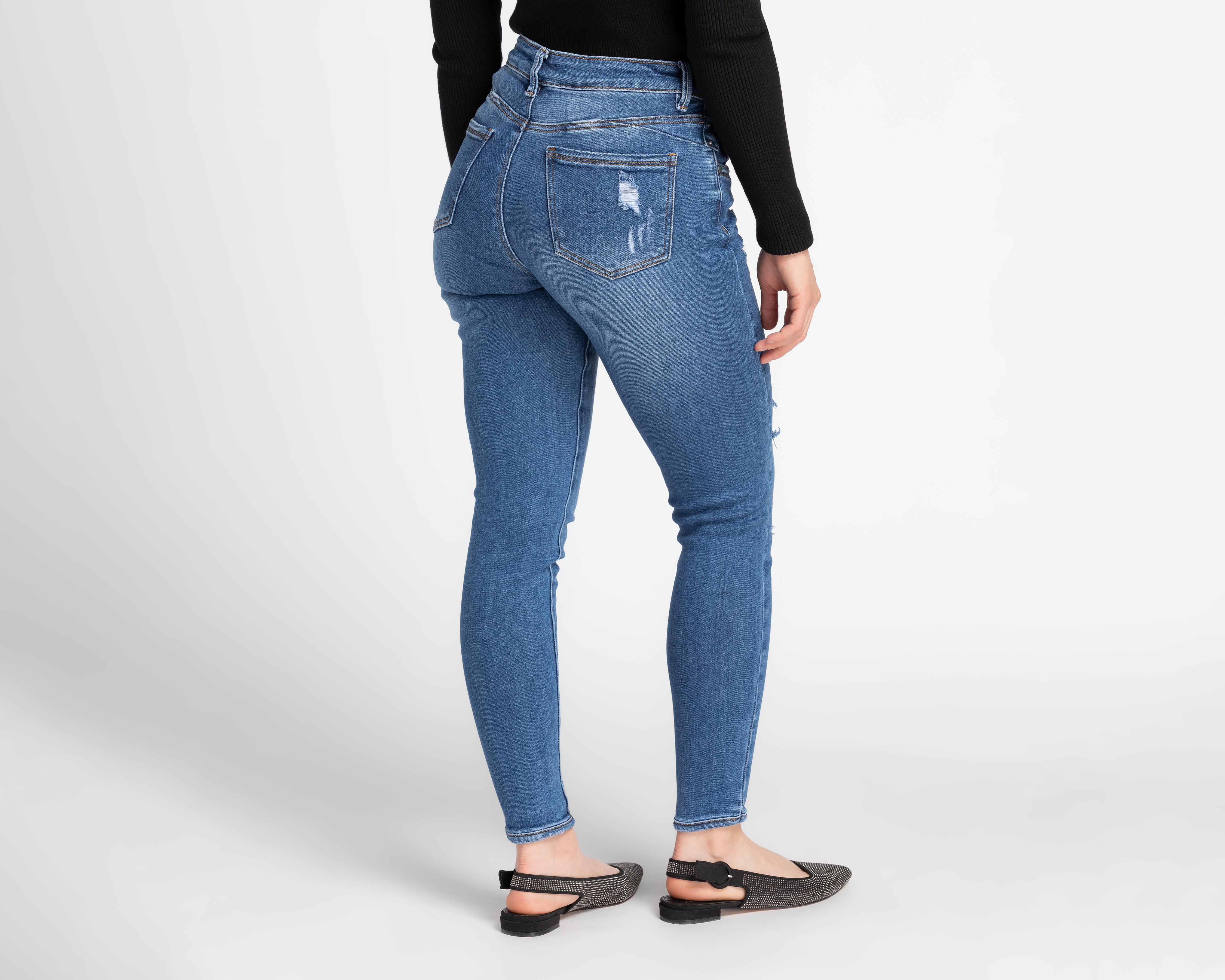 Foto 4 pulgar | Jeans Bebe Skinny Fit con Destrucciones