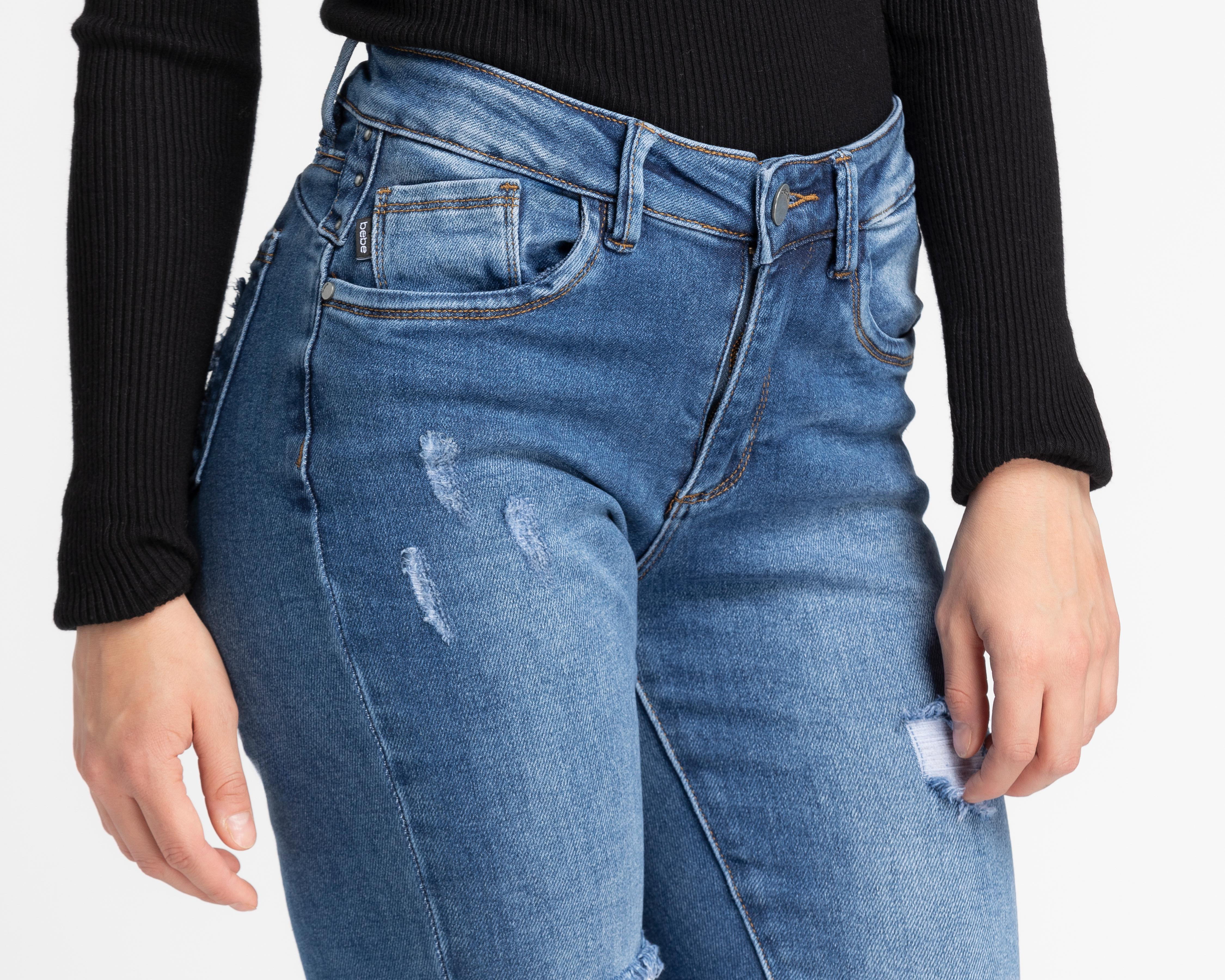 Foto 5 pulgar | Jeans Bebe Skinny Fit con Destrucciones