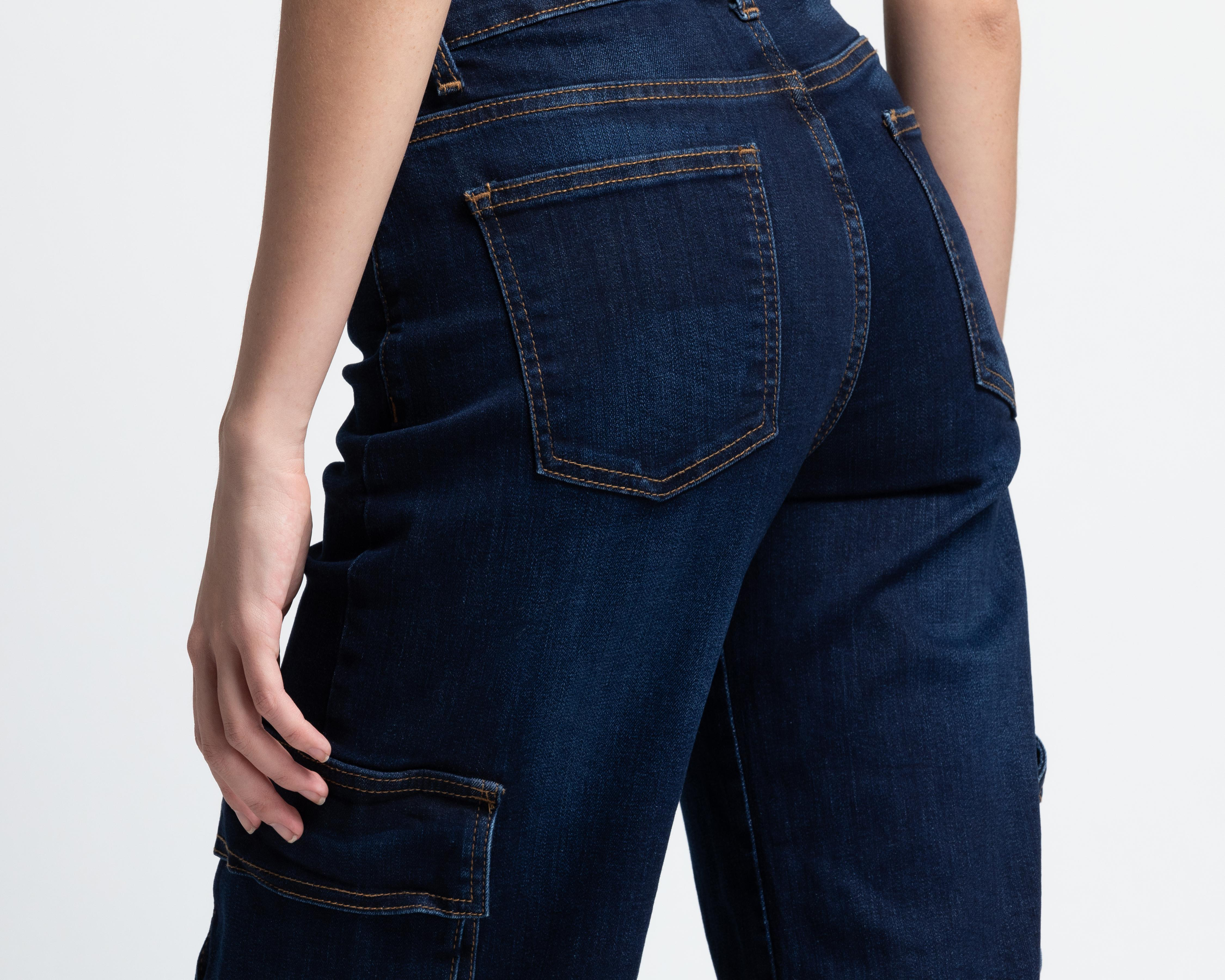 Foto 6 pulgar | Pantalón Cargo Refill Azul para Mujer
