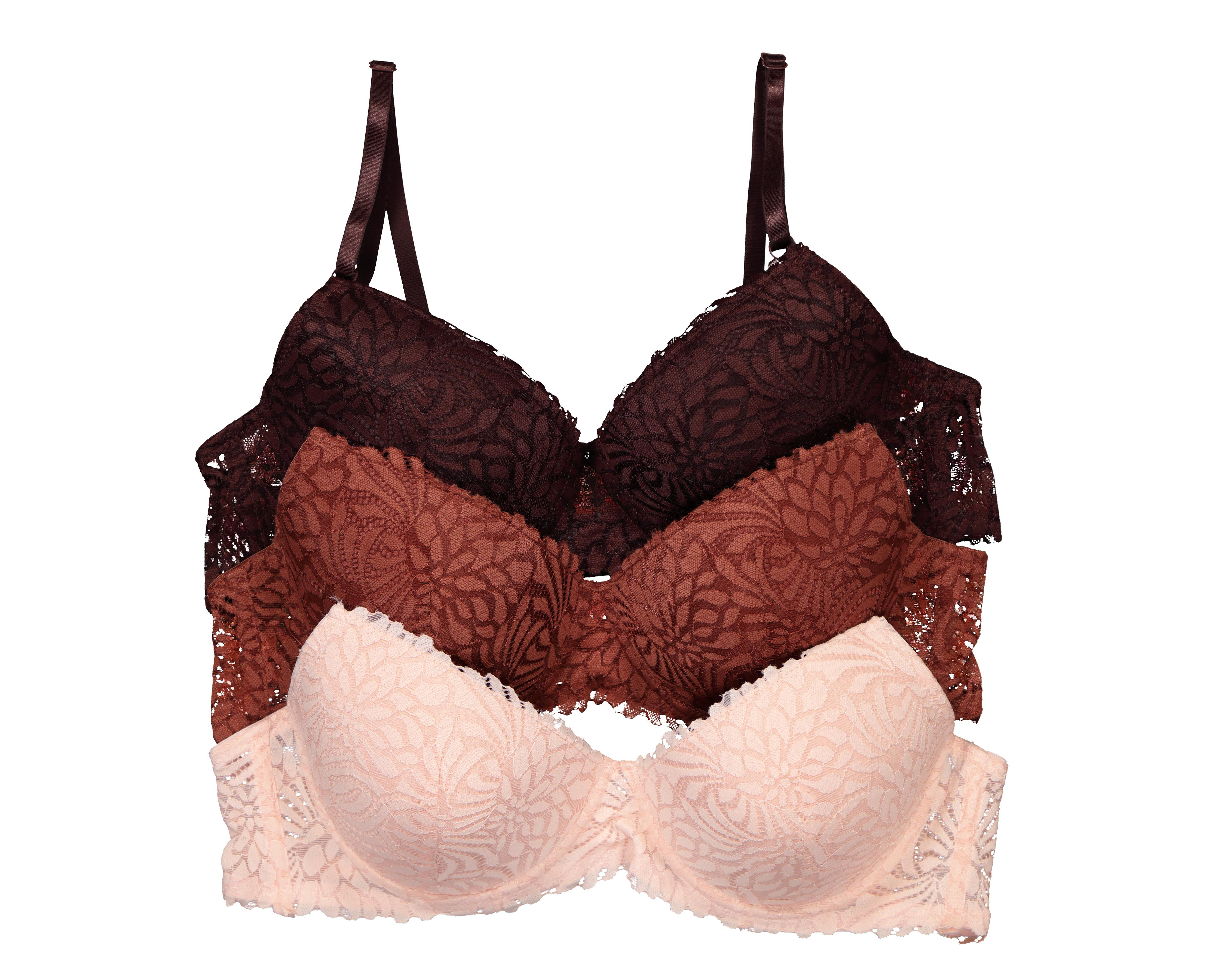 Foto 2 pulgar | Brasier de Encaje Eva tu Estilo Íntimo Media Copa para Mujer 3 Pack