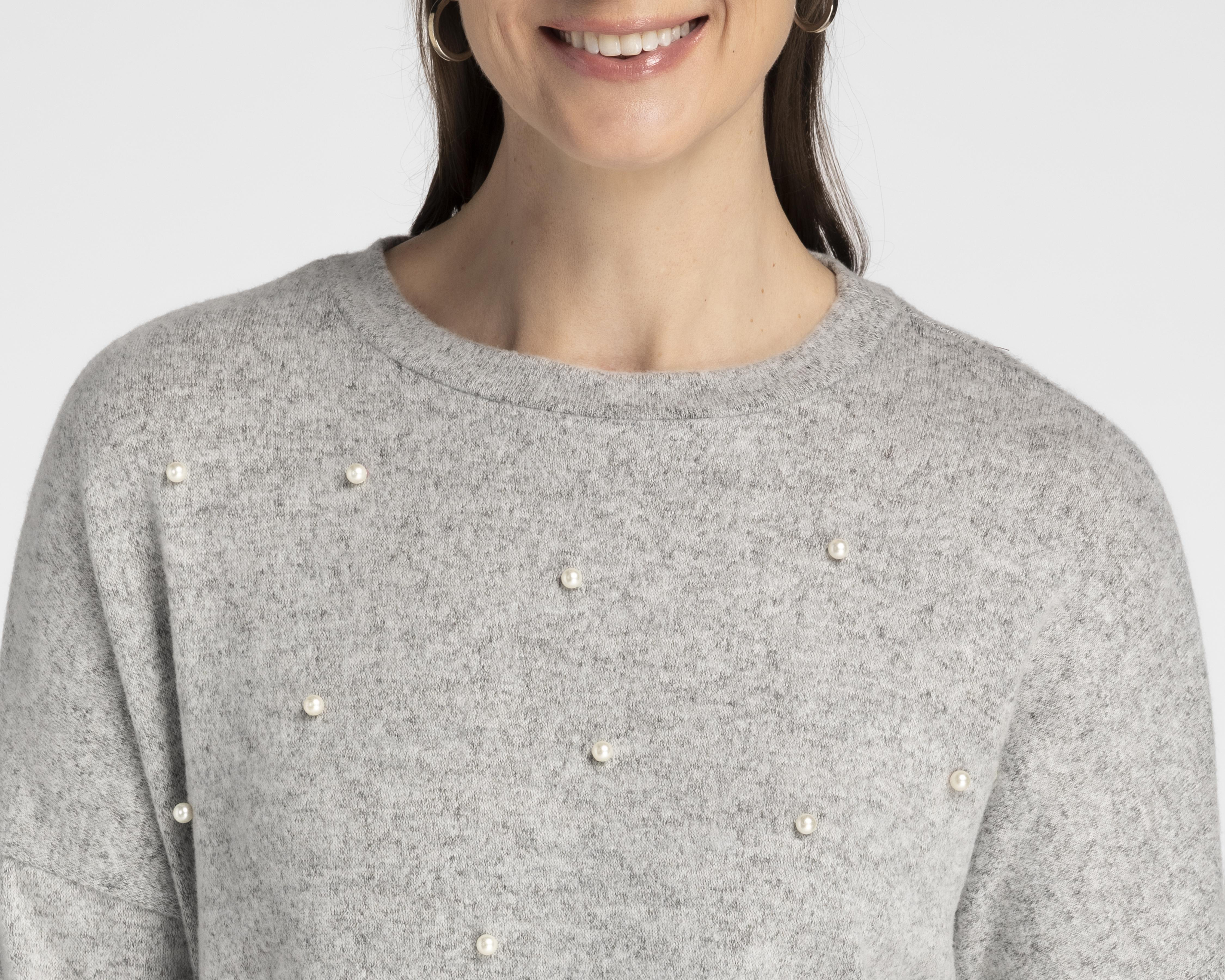 Foto 5 pulgar | Blusa Sahara Manga Larga con Perlas