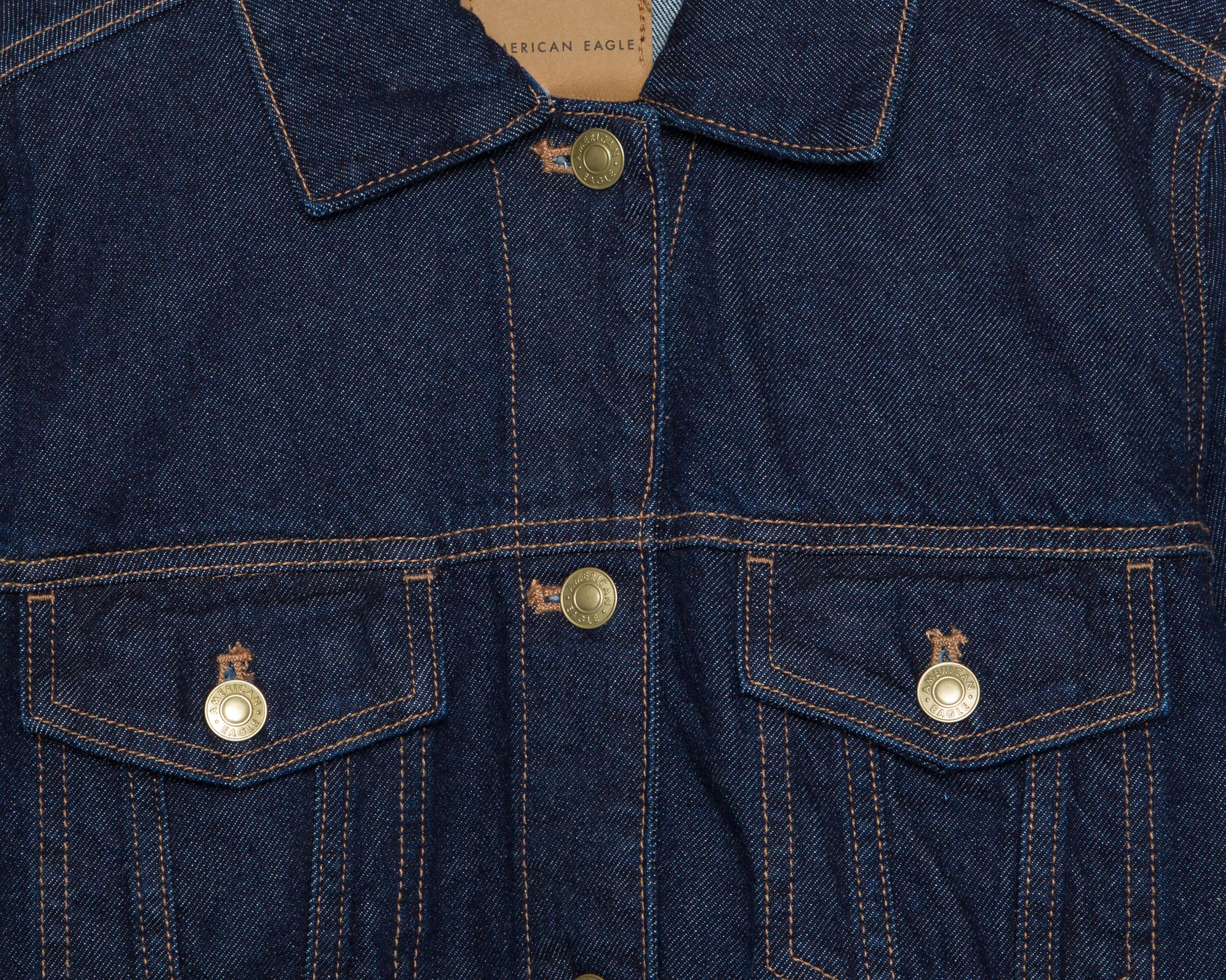 Foto 4 pulgar | Chamarra de Mezclilla Azul American Eagle para Mujer
