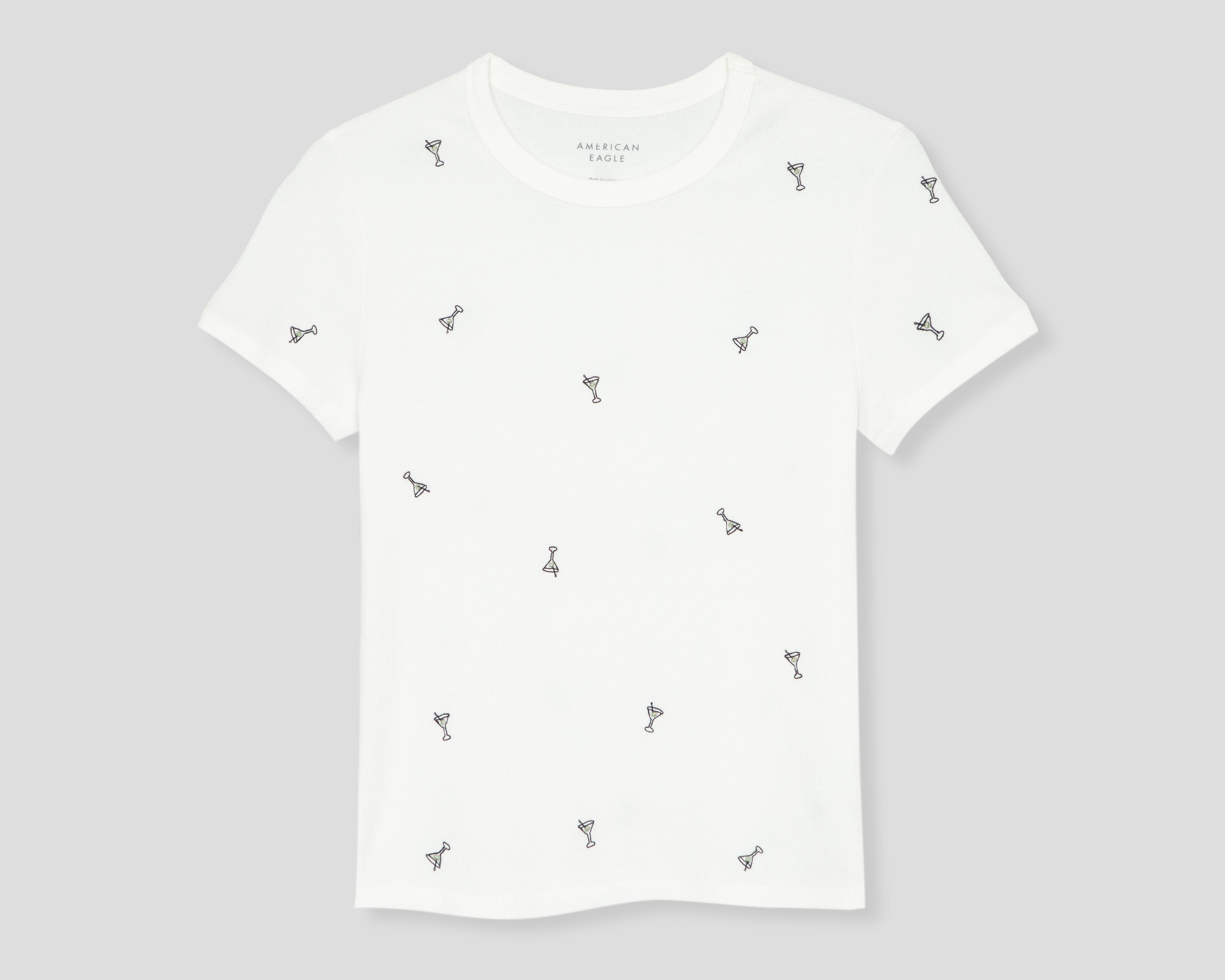 Foto 2 pulgar | Playera American Eagle Blanca para Mujer