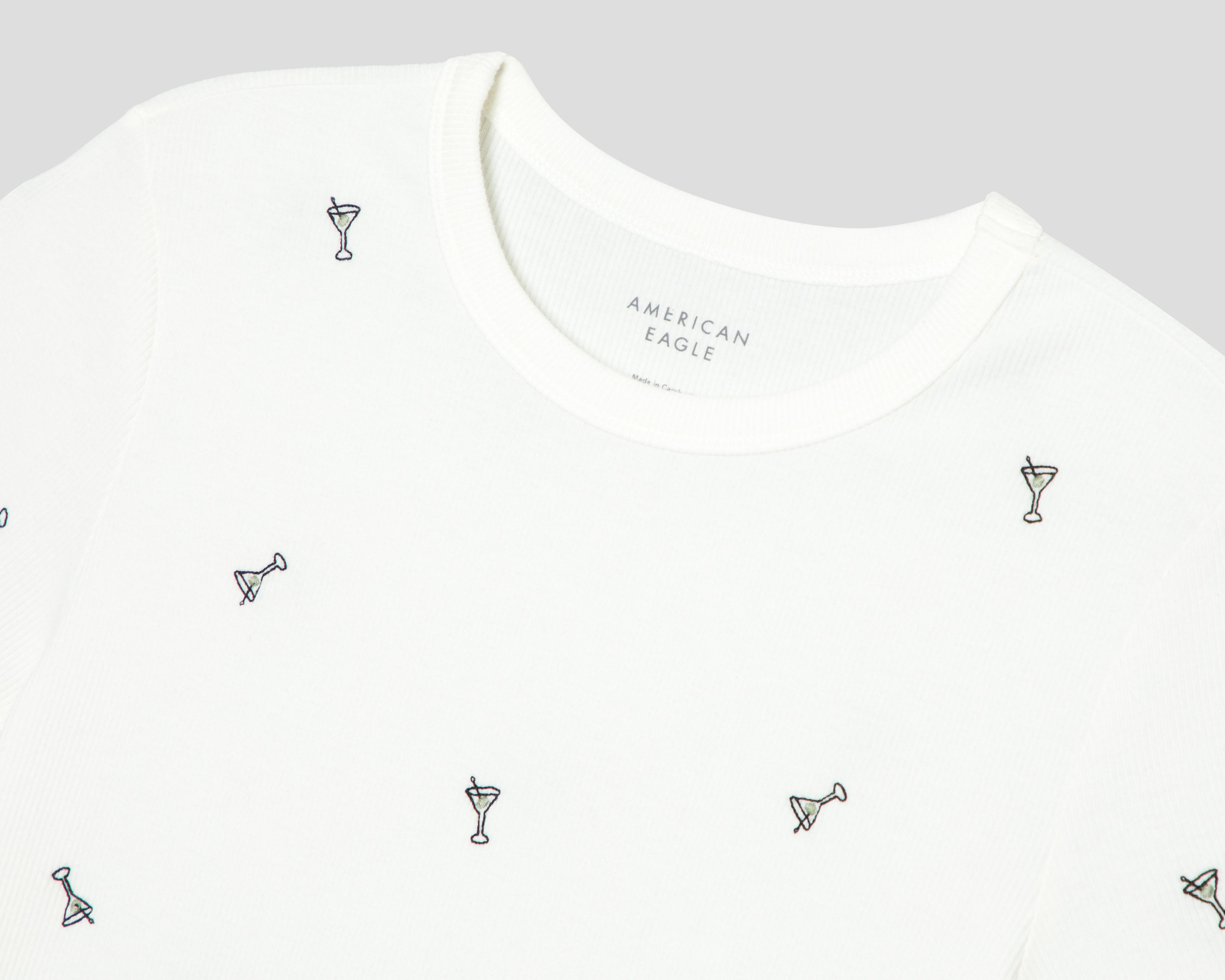 Foto 4 pulgar | Playera American Eagle Blanca para Mujer