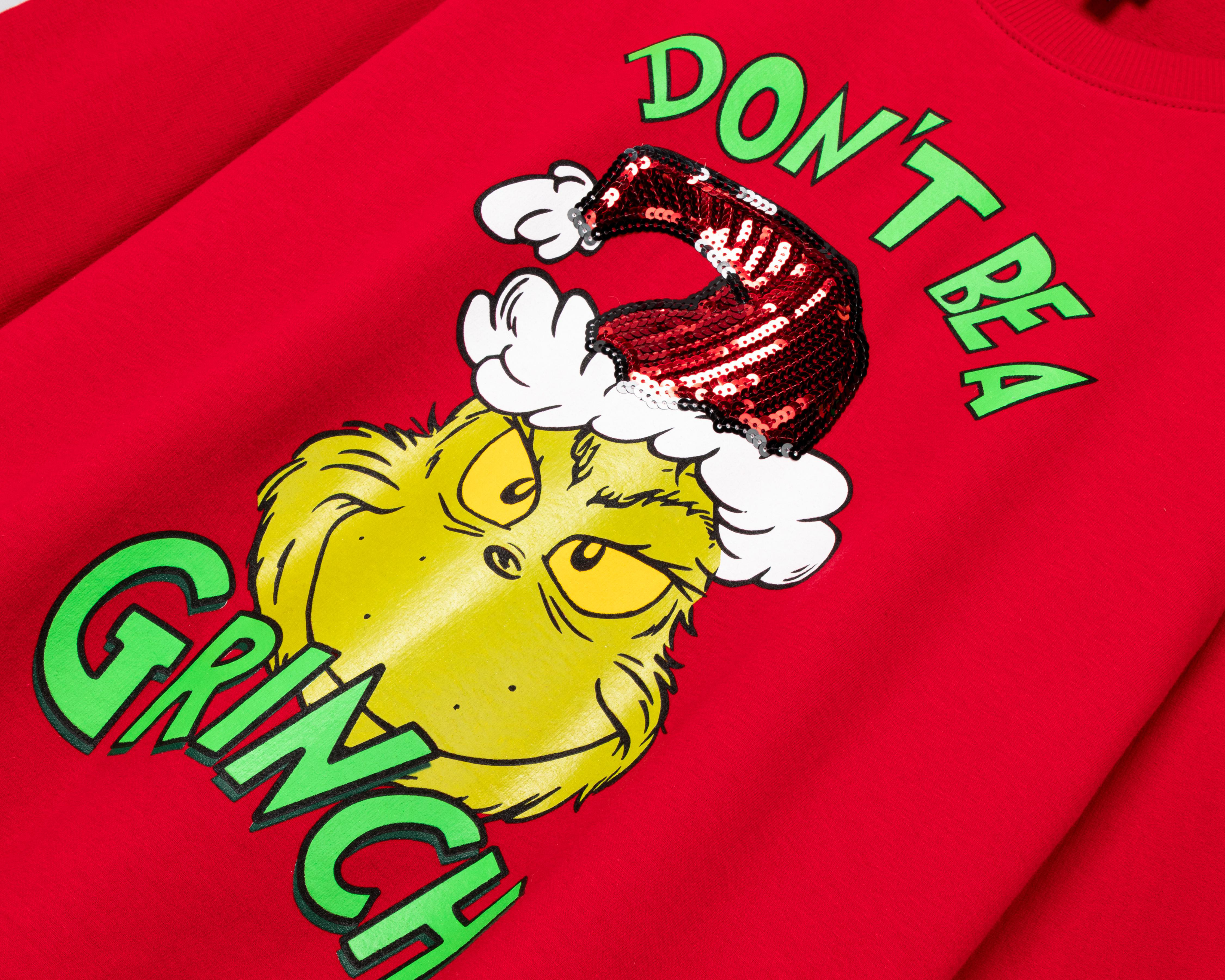 Foto 4 pulgar | Sudadera The Grinch Rojo con Lentejuelas