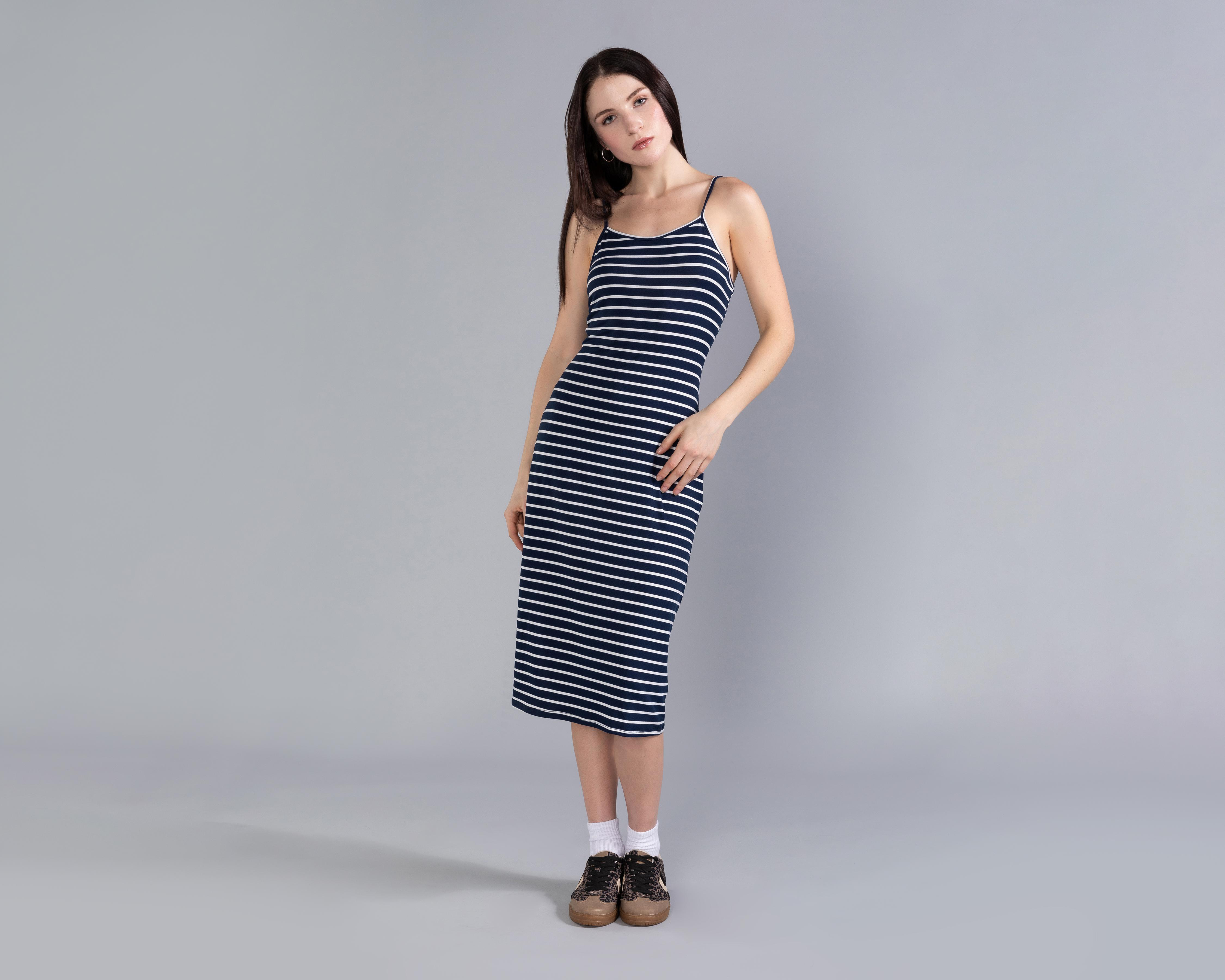 Foto 3 pulgar | Vestido Casual Thinner a Rayas con Tirantes