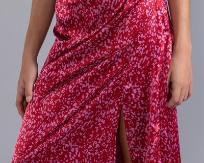 Foto 4 | Falda Larga Thinner Roja para Mujer