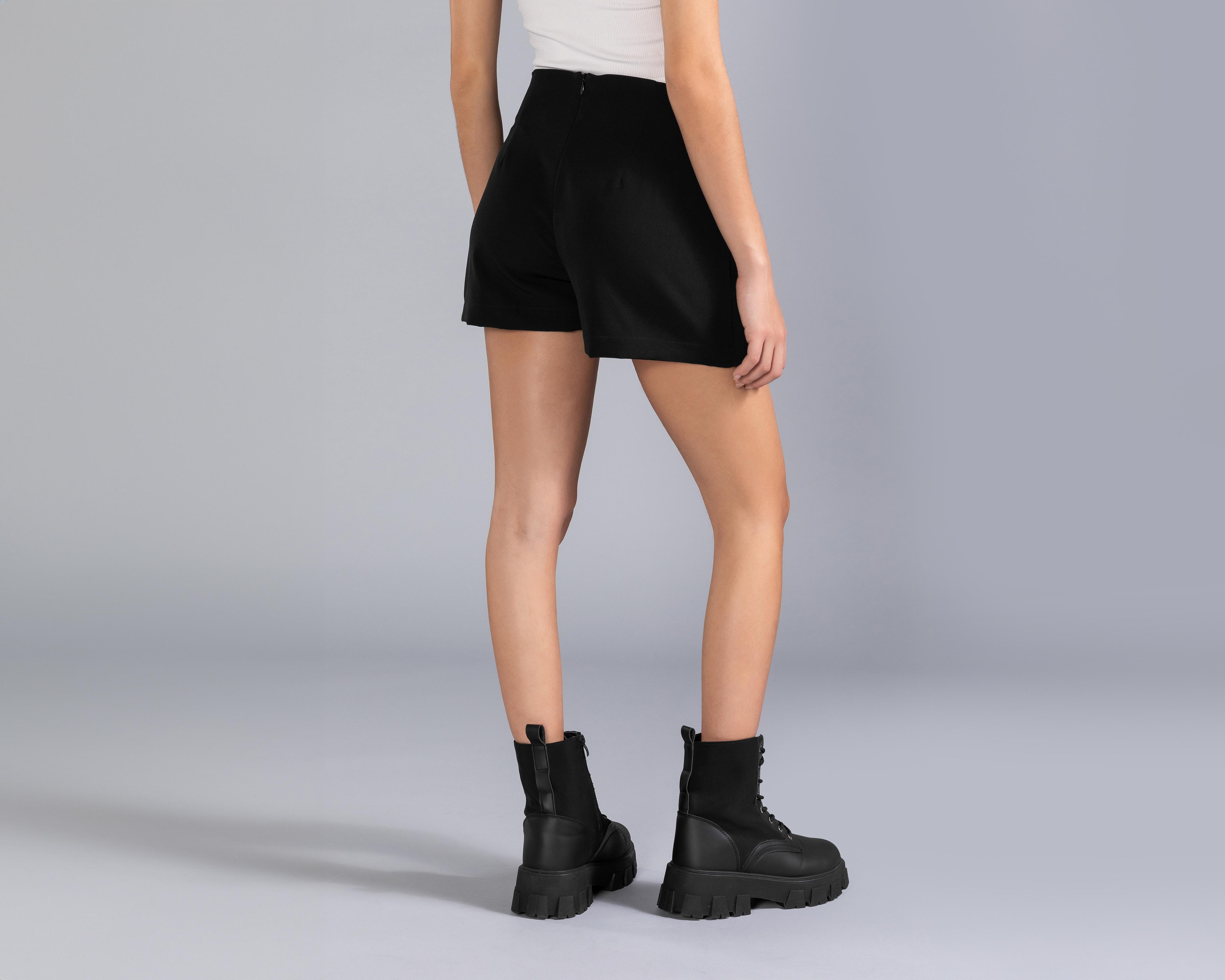 Foto 4 pulgar | Short Falda Corta Thinner Negra para Mujer