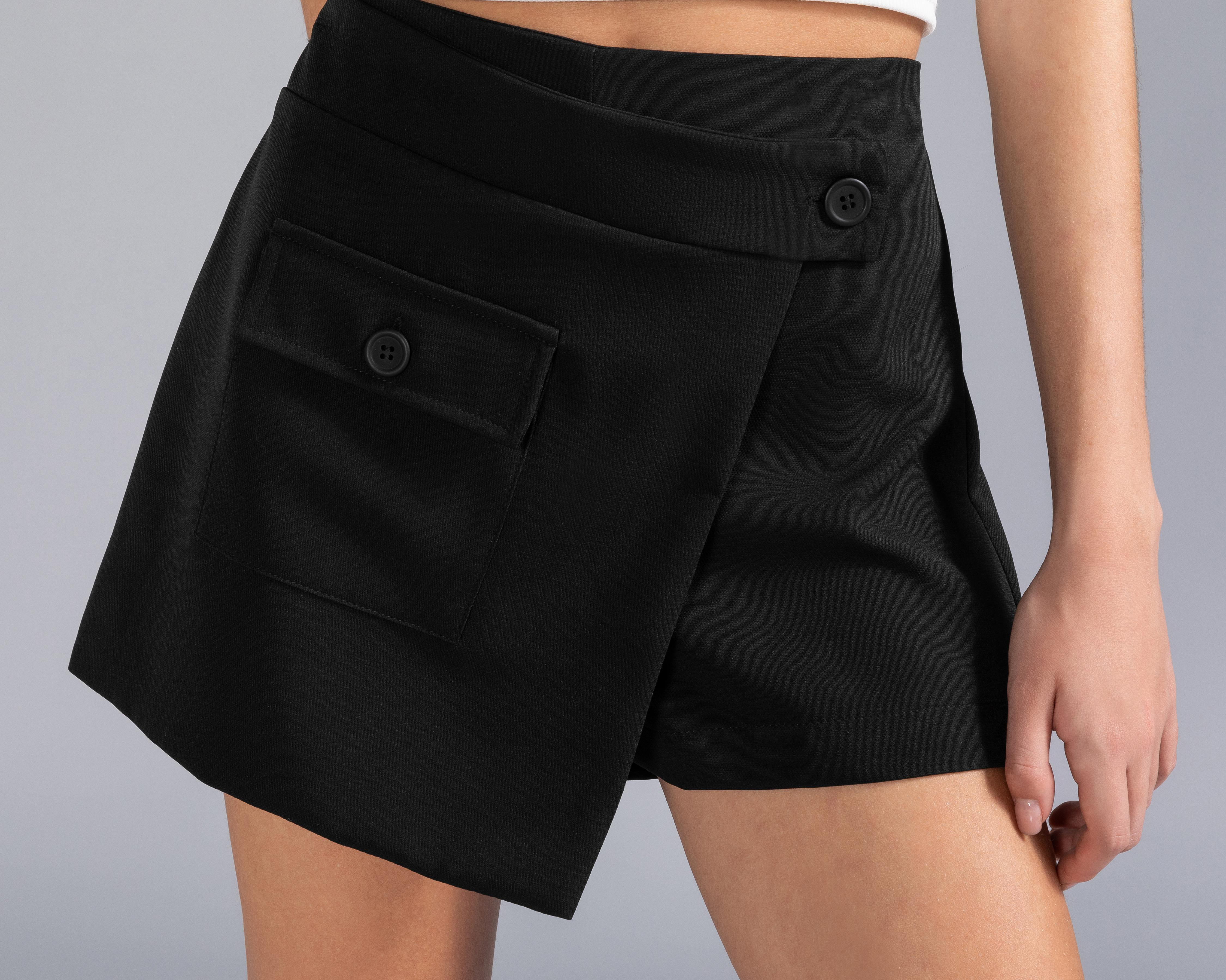 Foto 5 pulgar | Short Falda Corta Thinner Negra para Mujer