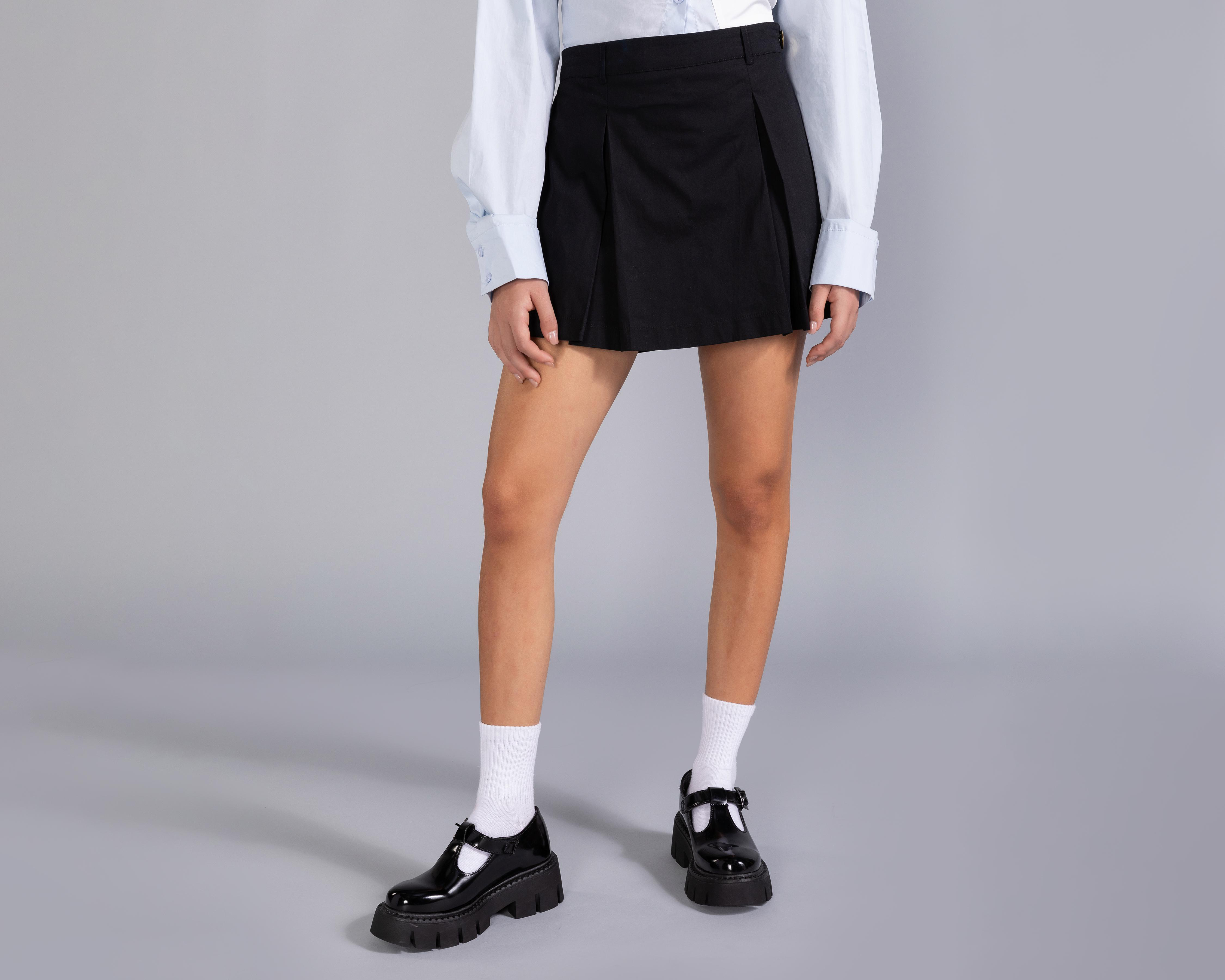 Foto 3 pulgar | Short Falda Corta Thinner Negra para Mujer