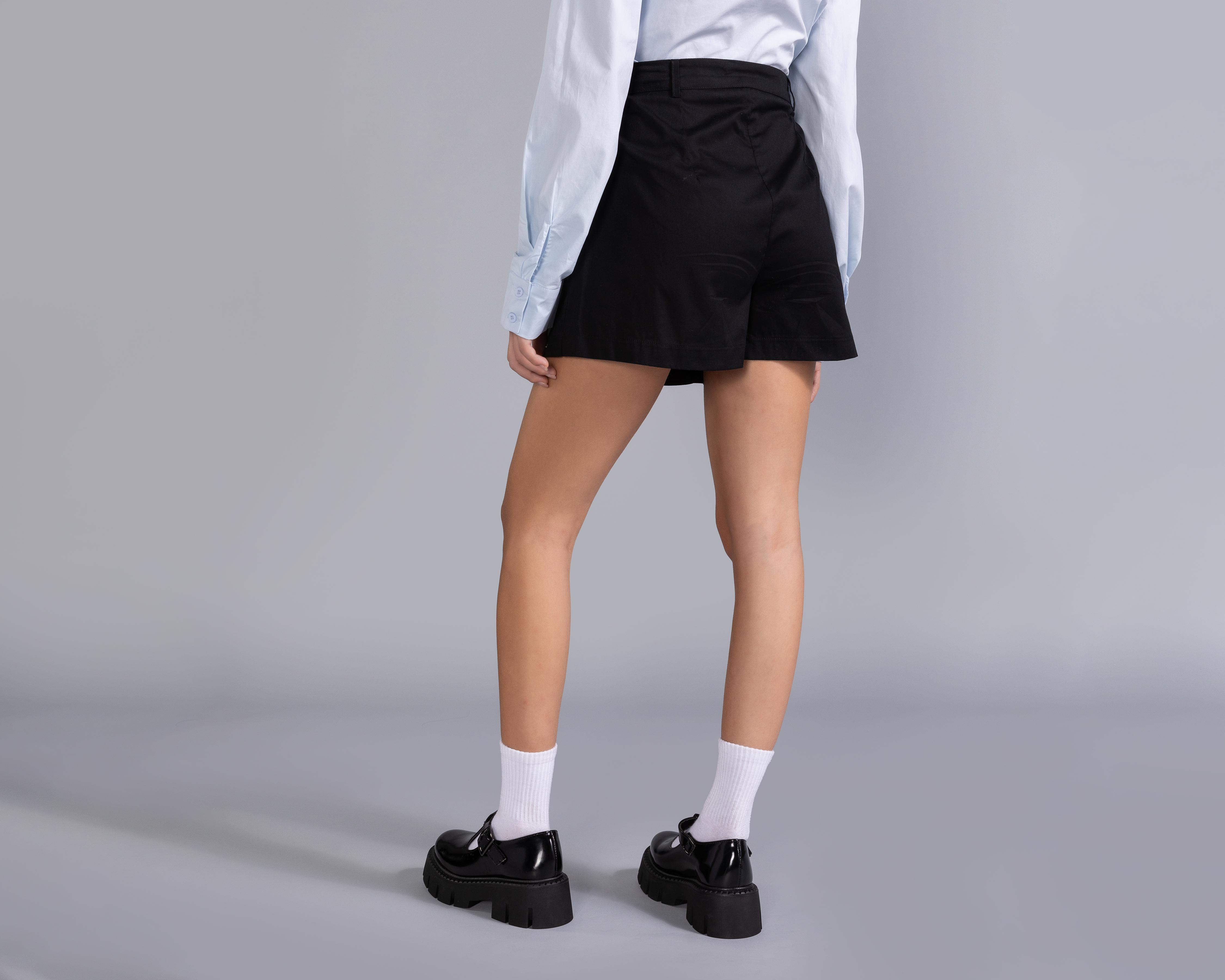 Foto 4 pulgar | Short Falda Corta Thinner Negra para Mujer