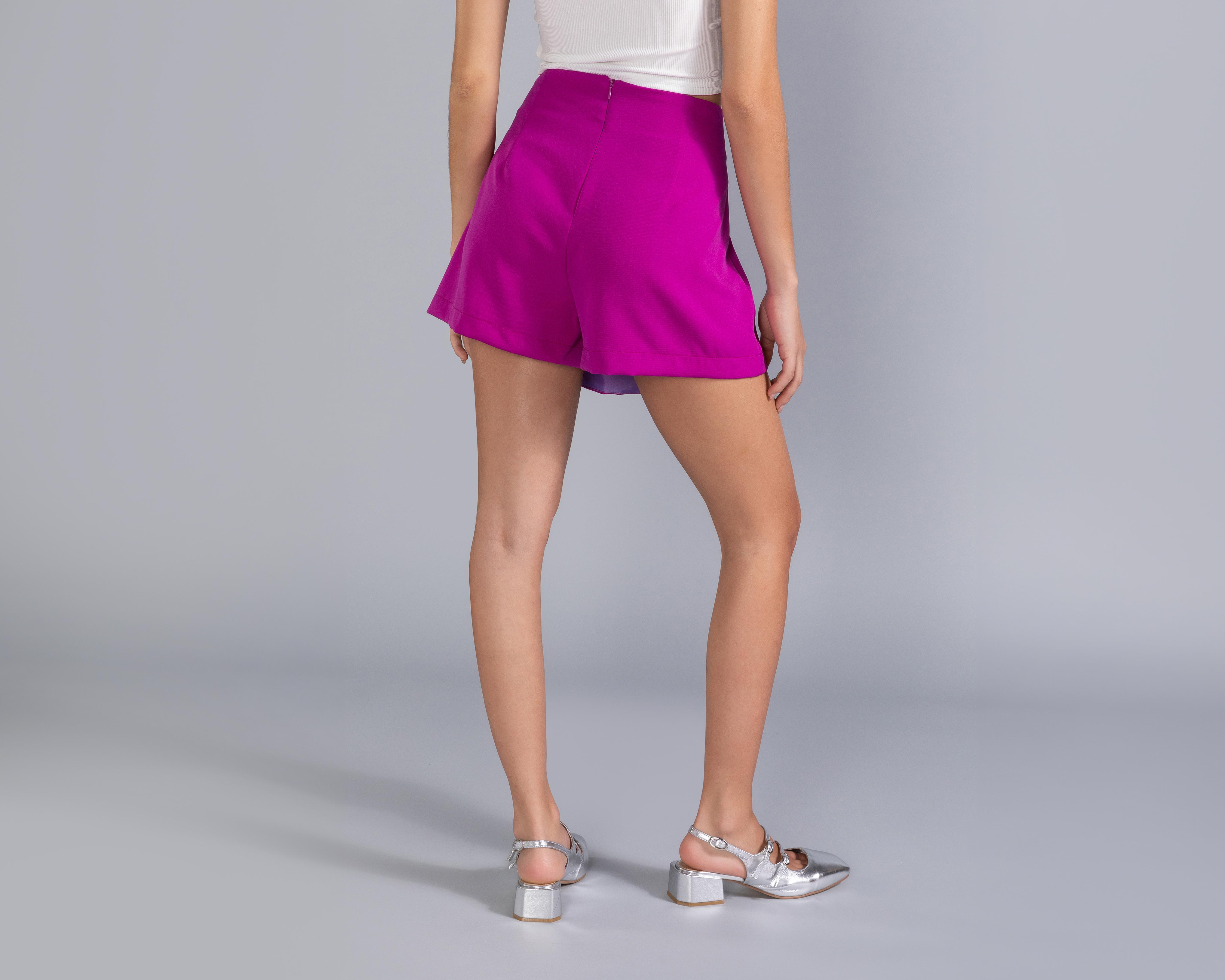 Foto 4 pulgar | Short Falda Corta Thinner Rosa para Mujer