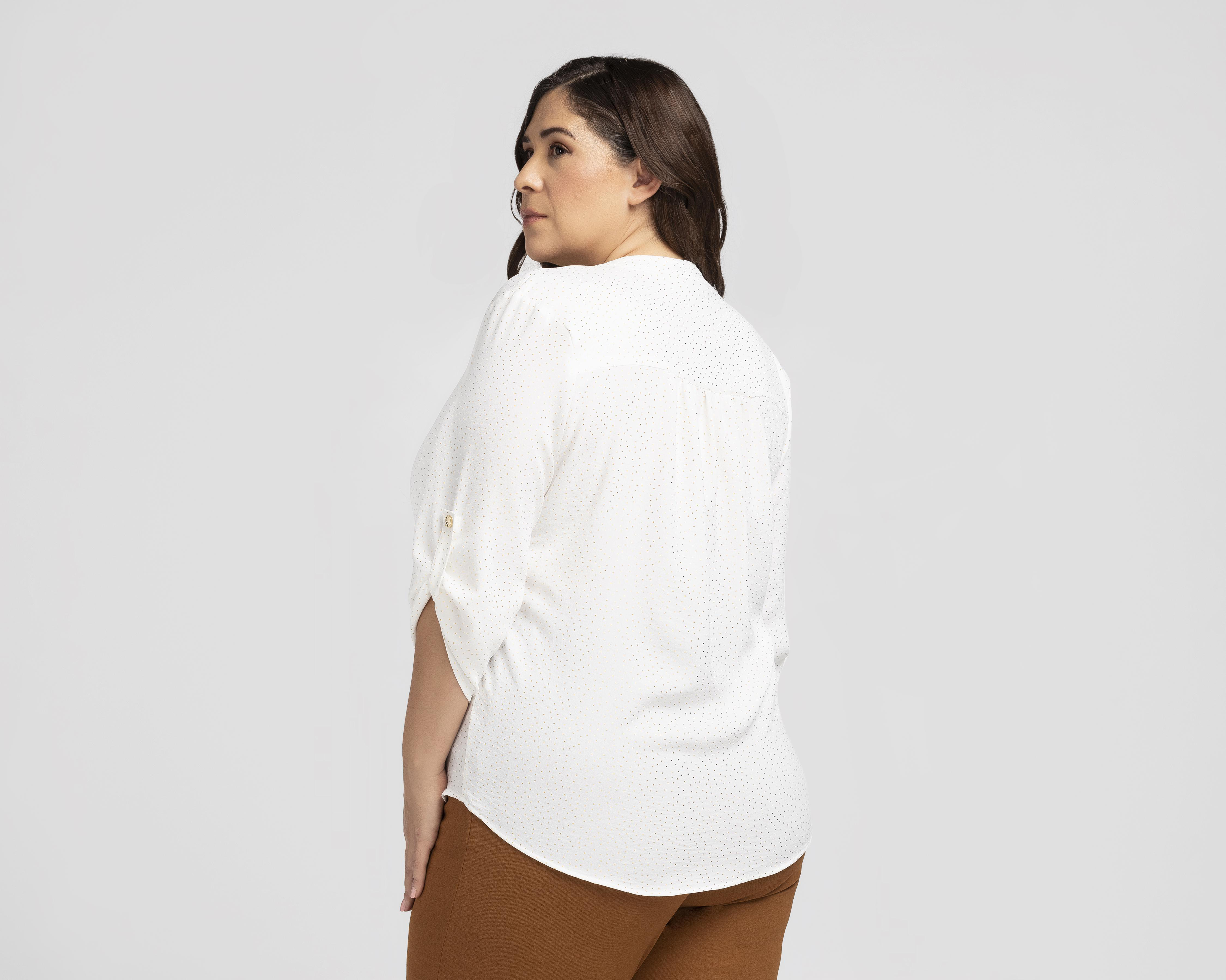 Foto 4 pulgar | Blusa Sahara Manga 3/4 con Cuello Mao