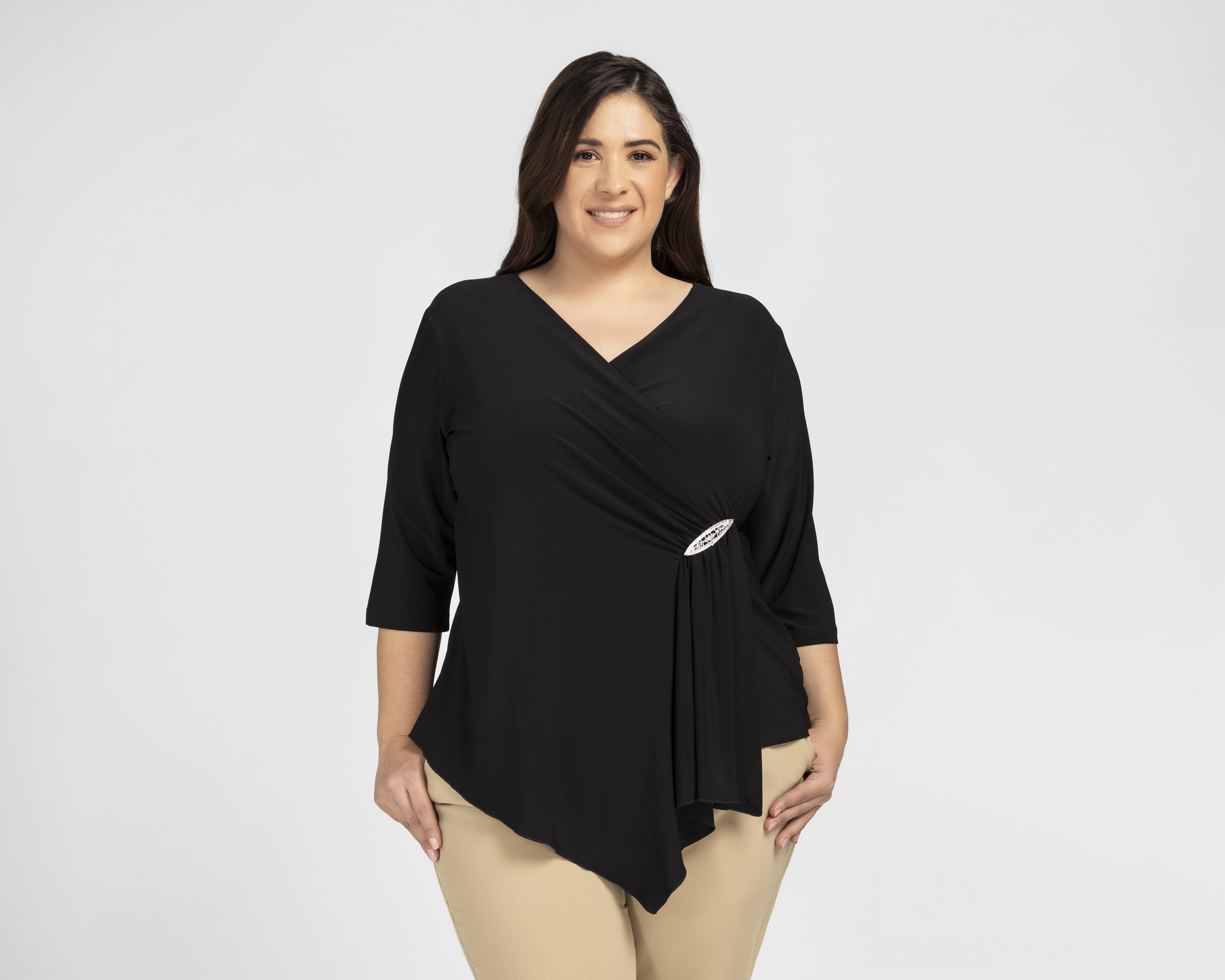 Blusa Sahara Manga 3/4 con Broche