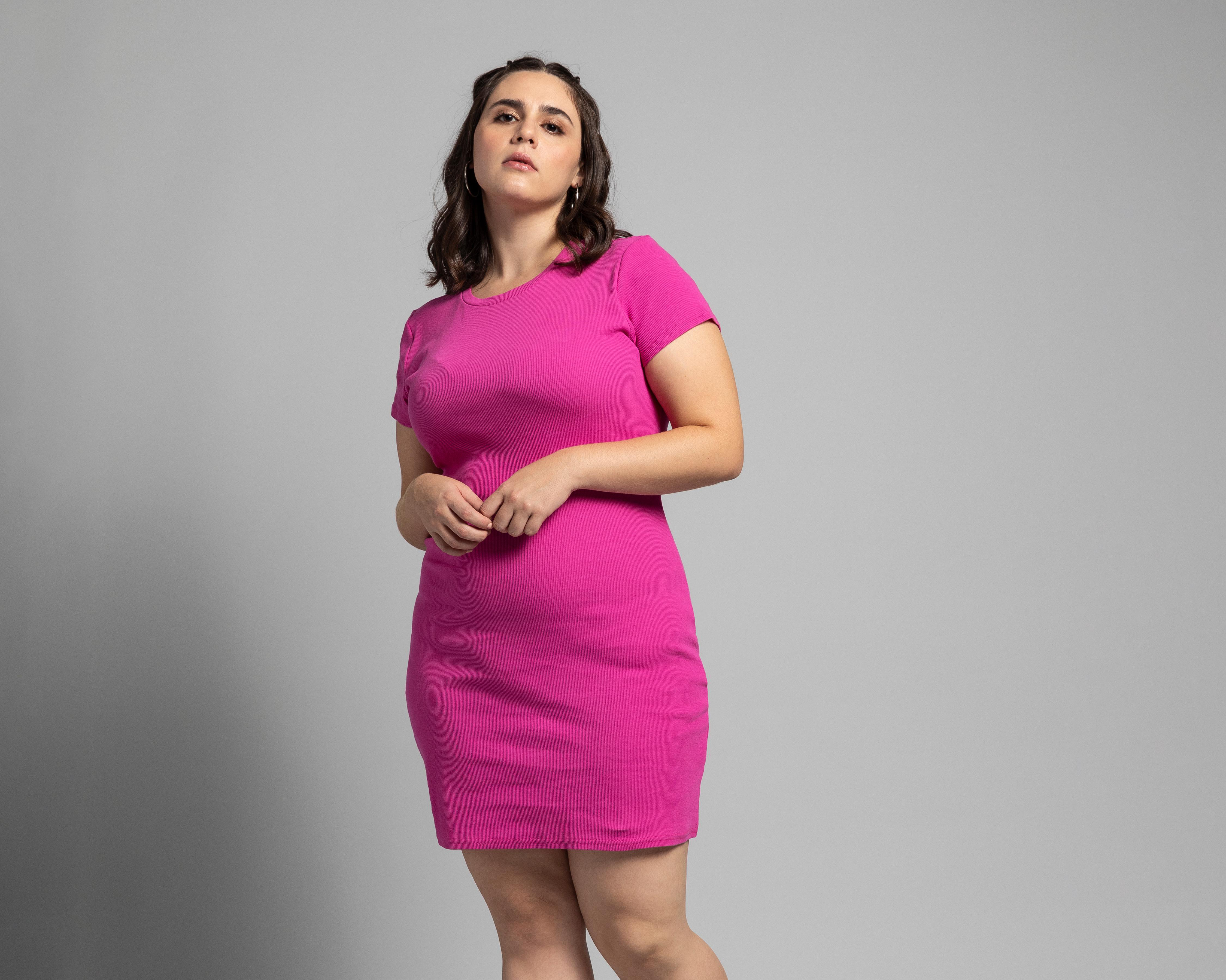 Foto 4 | Vestido Thinner Casual Rosa Manga Corta