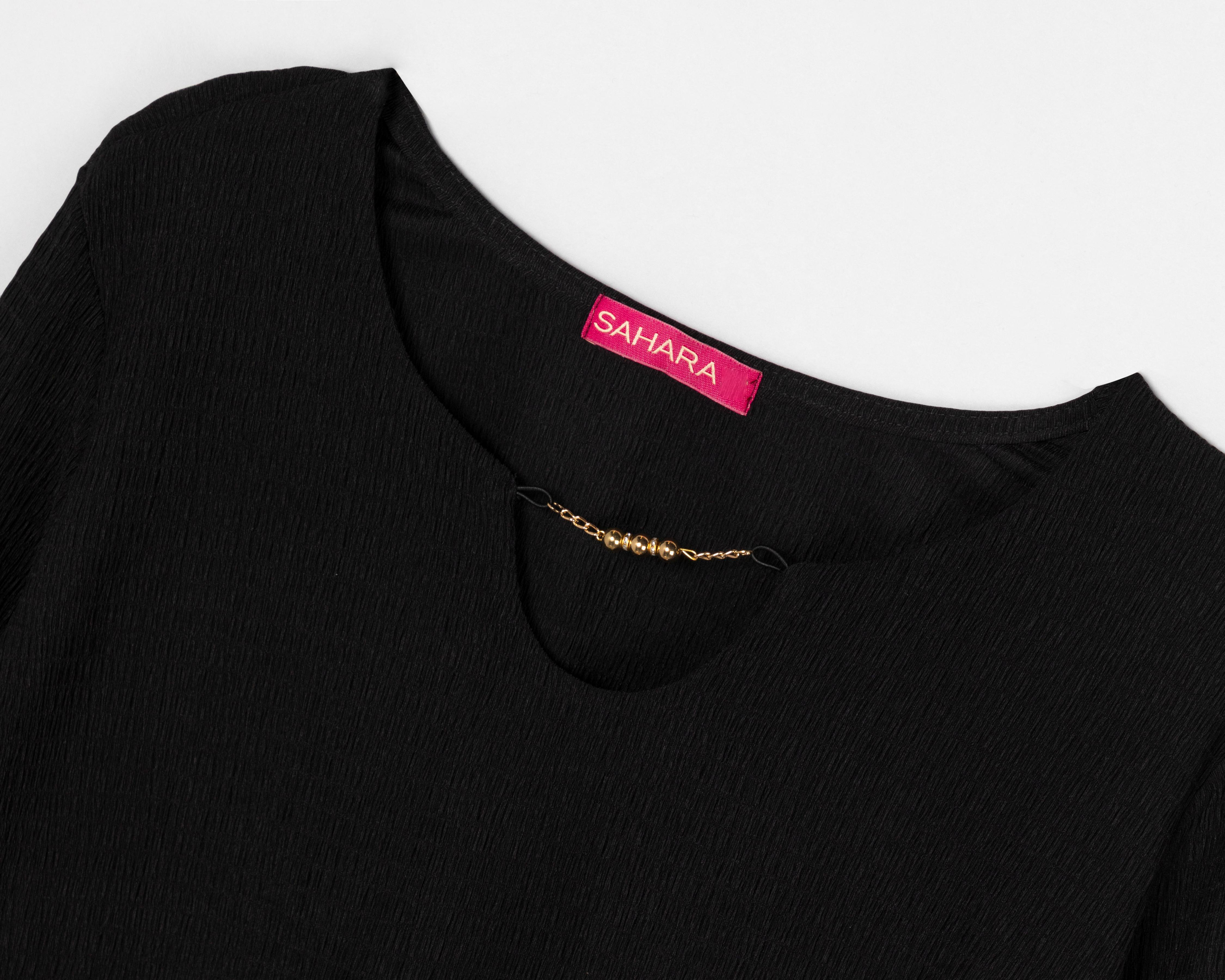 Foto 6 | Blusa Sahara Manga 3/4 Negra