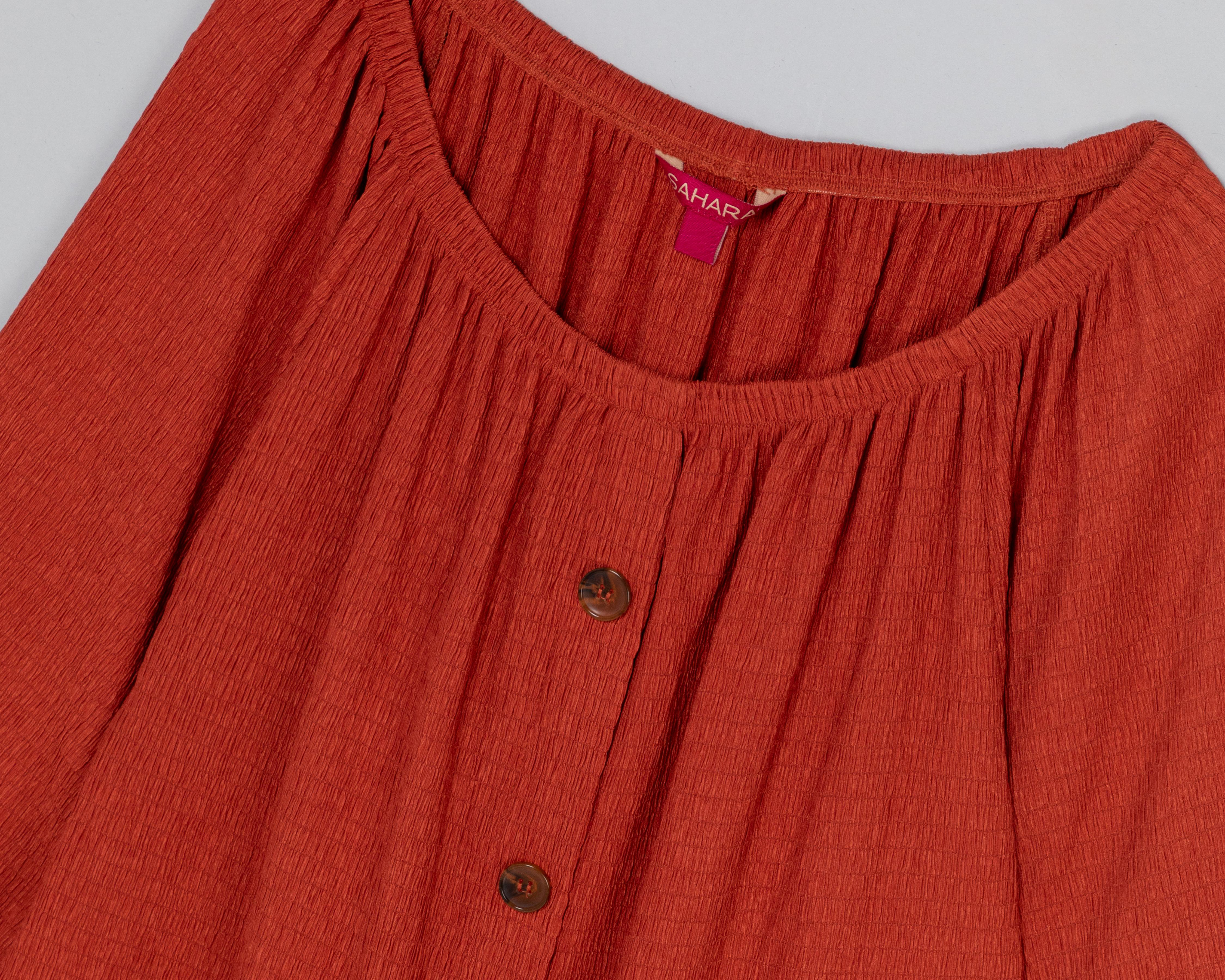 Foto 4 pulgar | Blusa Sahara Manga 3/4 con Elástico en el Cuello