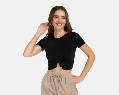 Foto 1 | Crop Top Thinner Negro con Zurcido