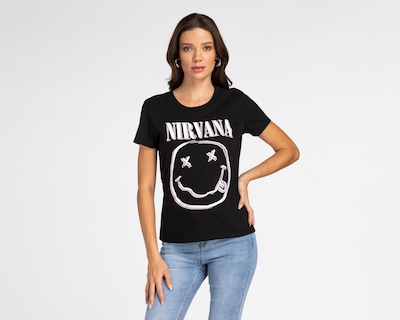 Foto 1 | Playera Nirvana Manga Corta para Mujer