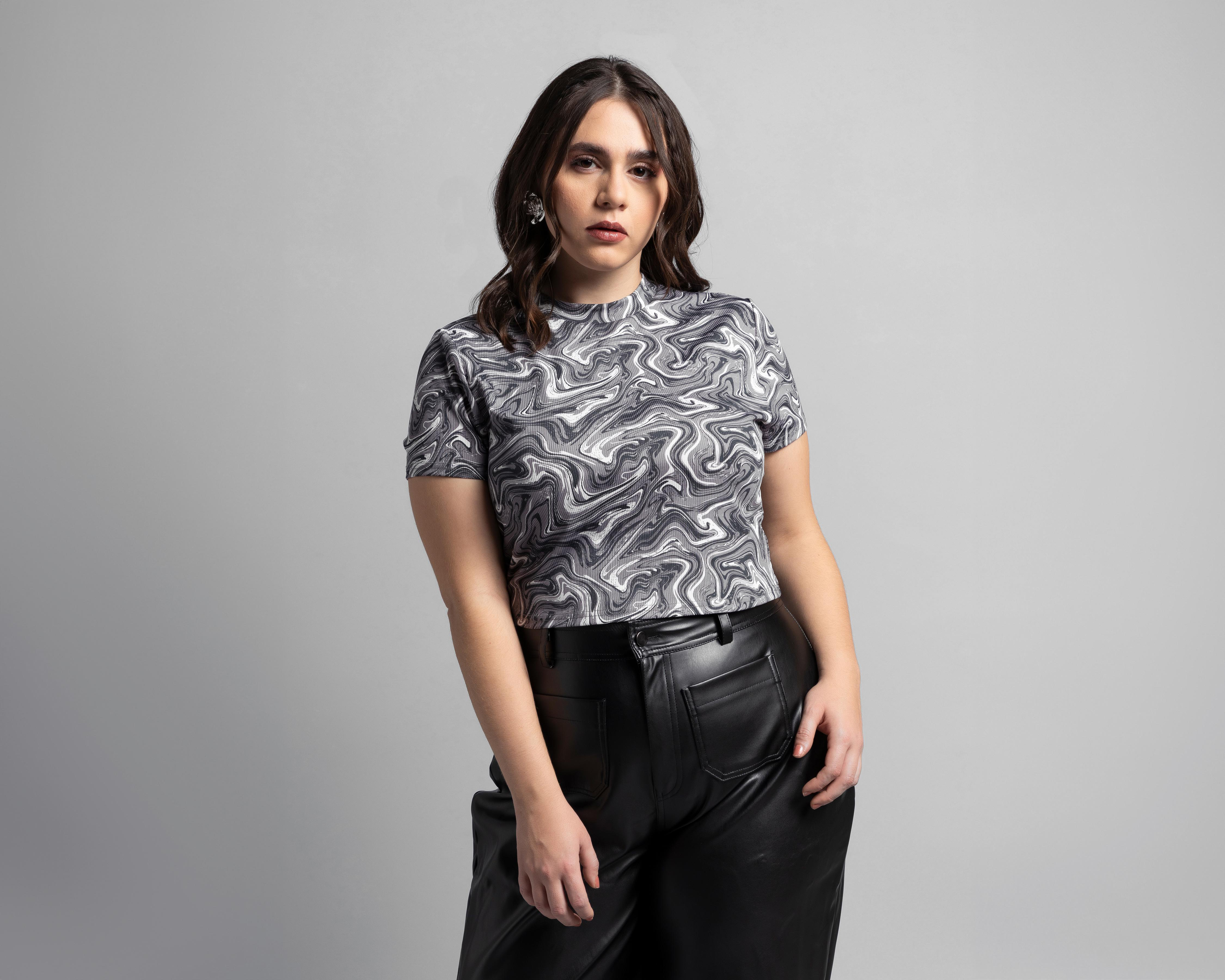Foto 4 | Playera Thinner Manga Corta Estampada