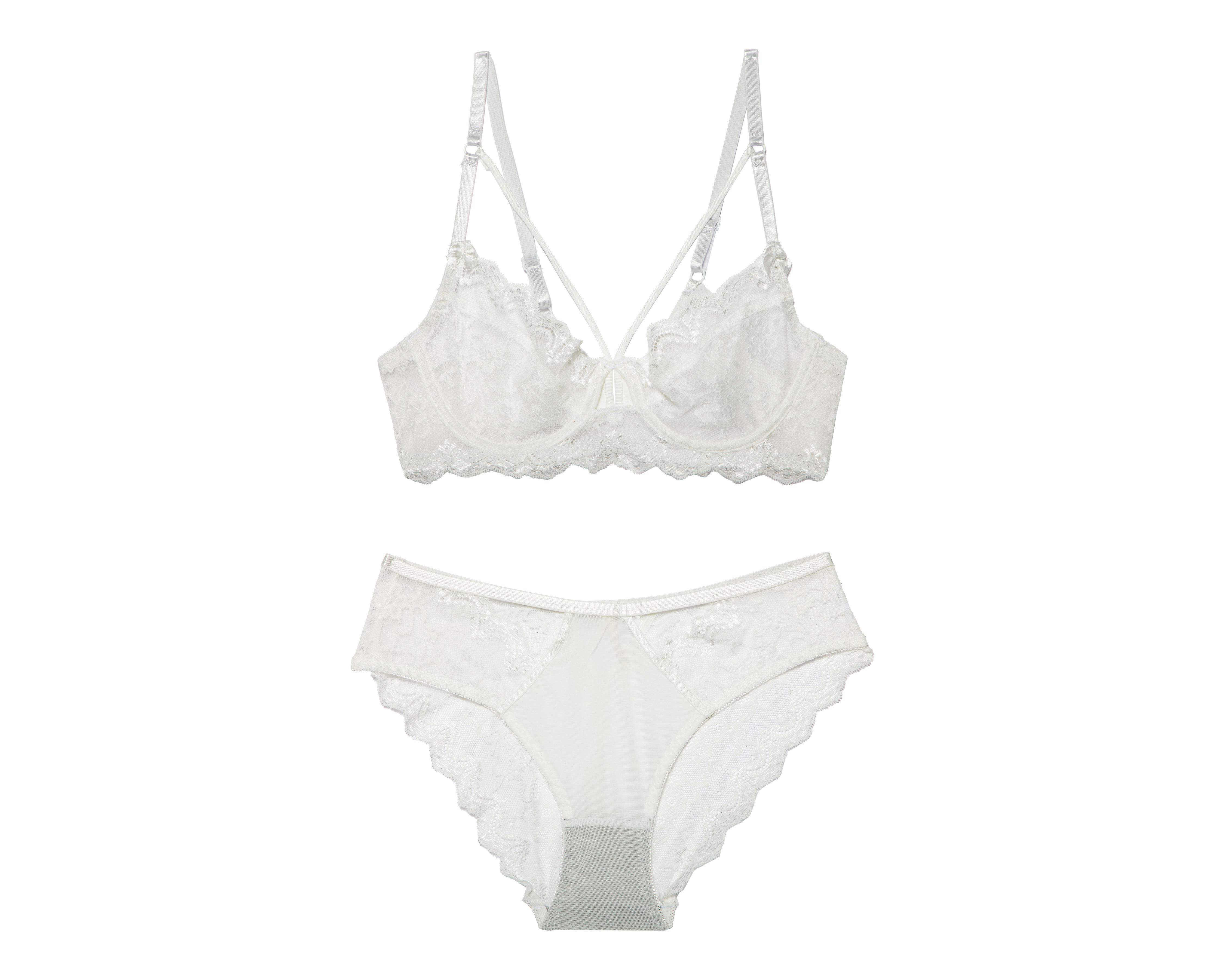 Coordinado de Encaje Copa Completa Blanco Eva Novias