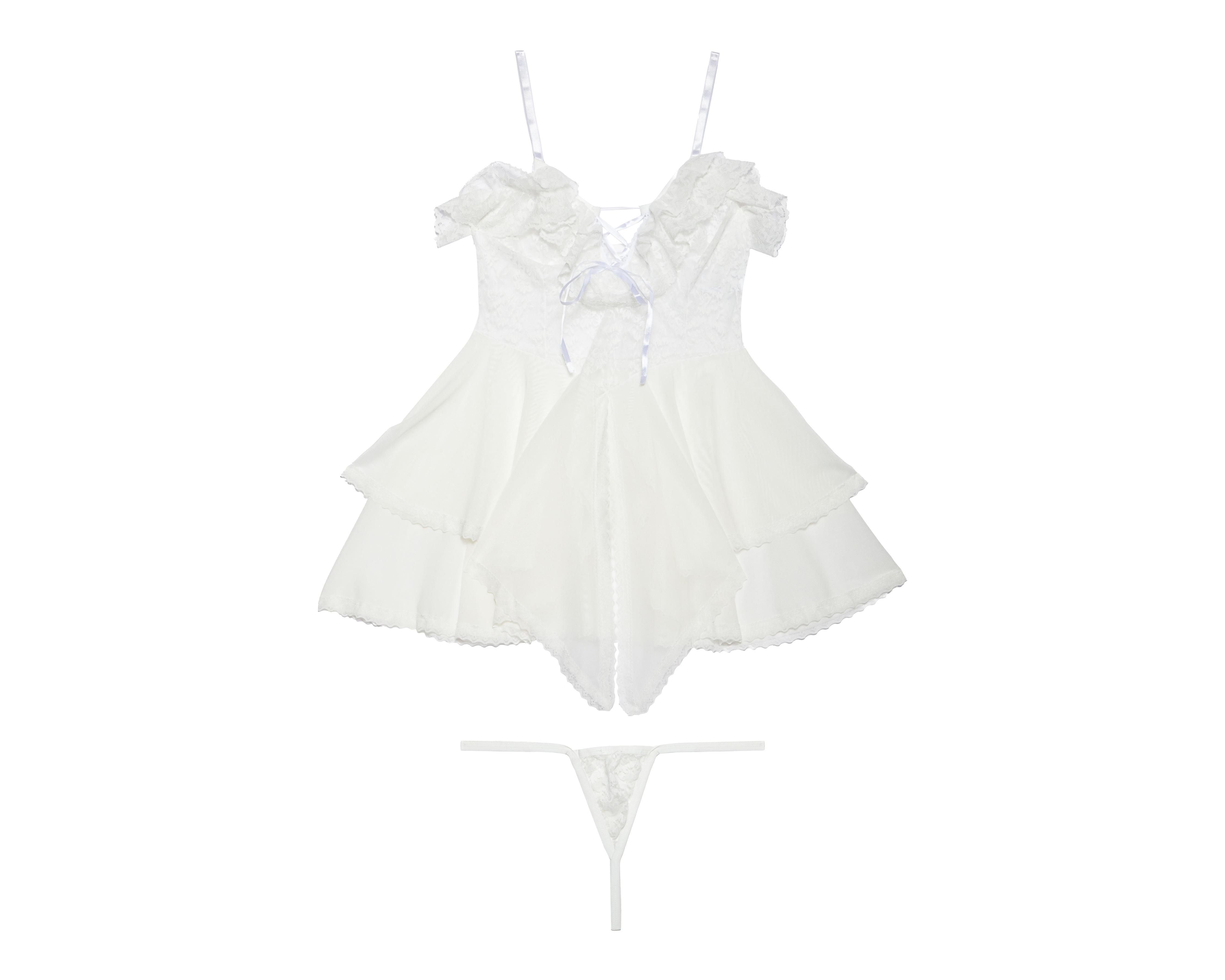 Baby Doll Eva Novias con Encaje para Mujer