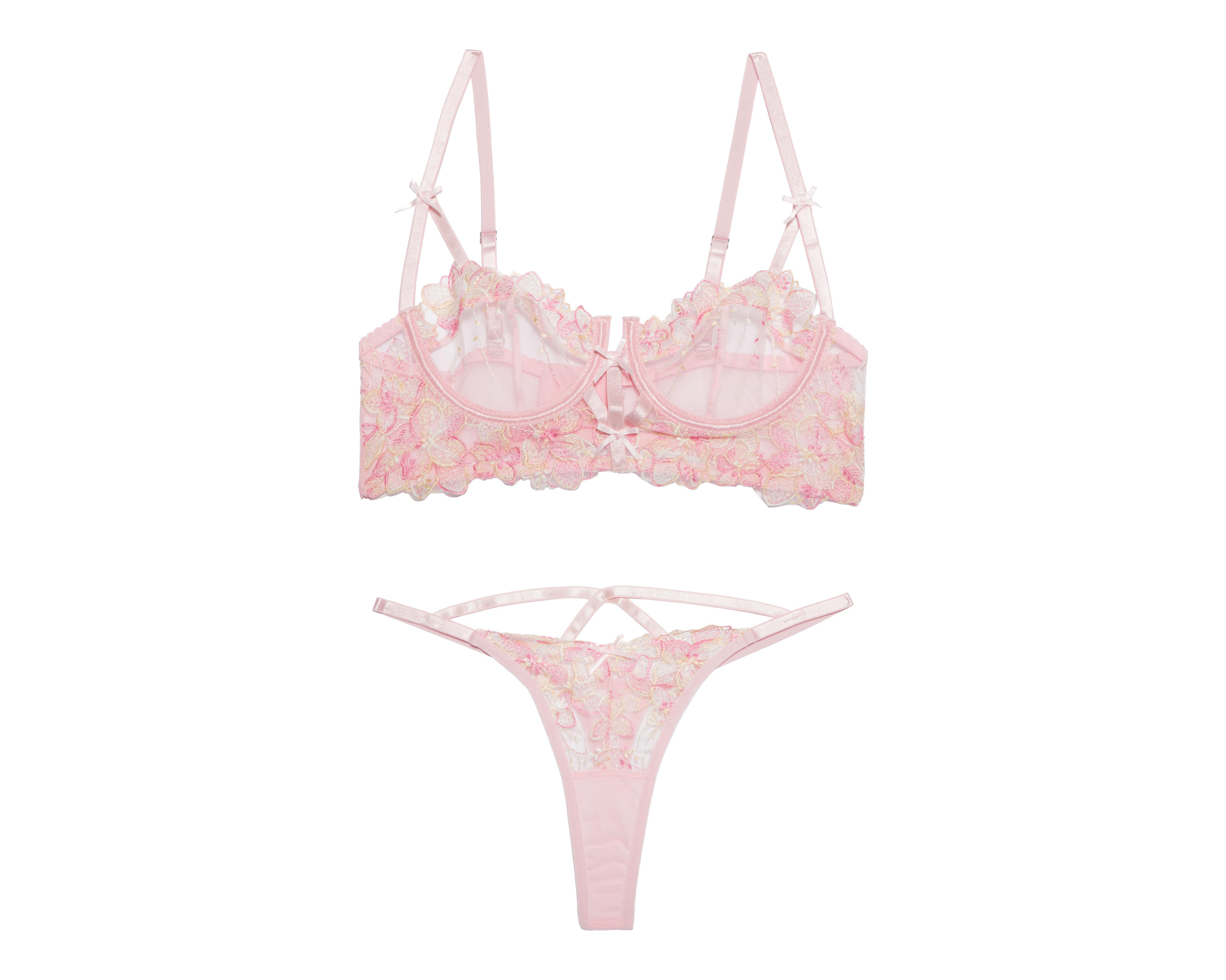Coordinado de Encaje Media Copa Rosa Eva Novias