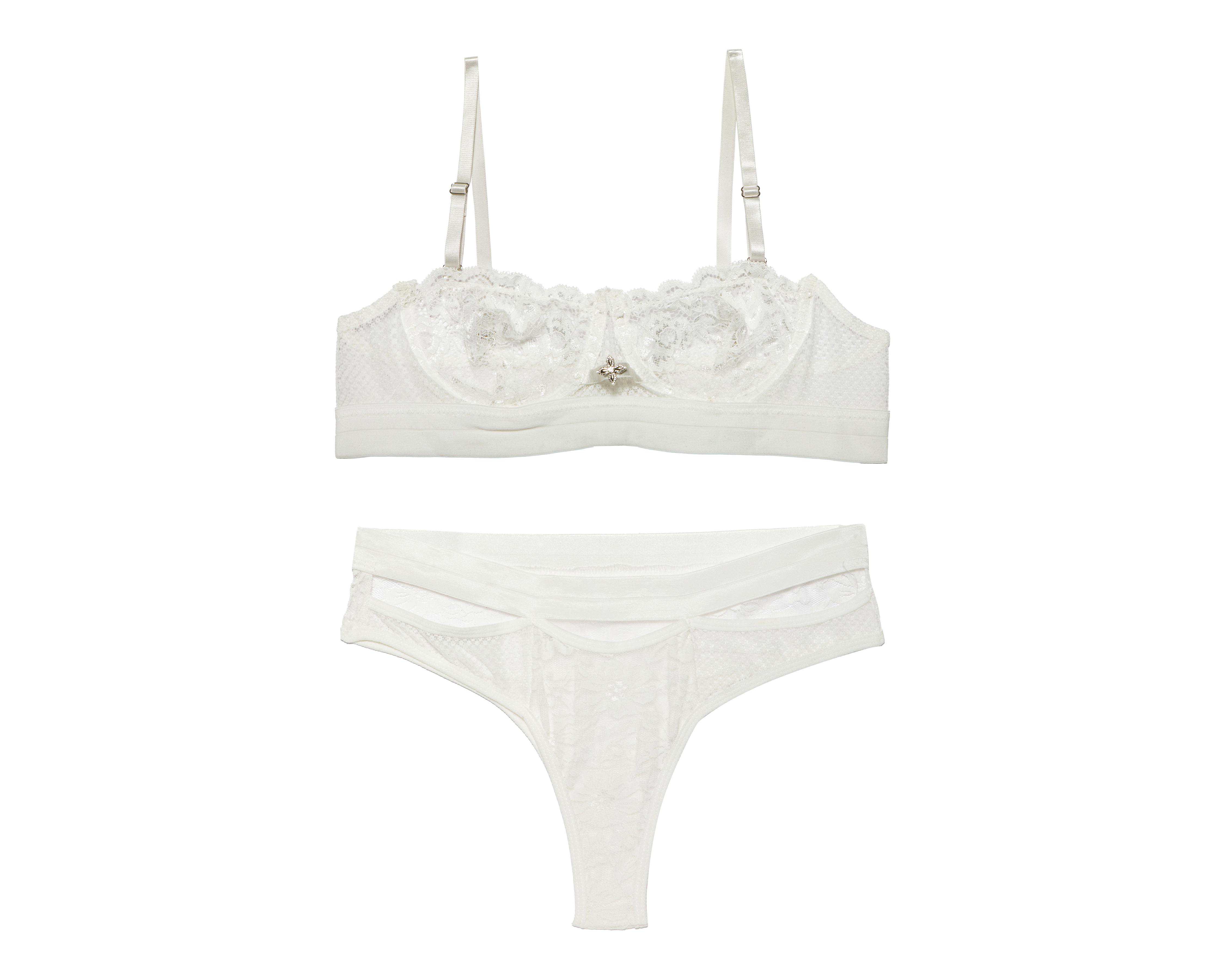 Coordinado de Encaje Media Copa Blanco Eva Novias
