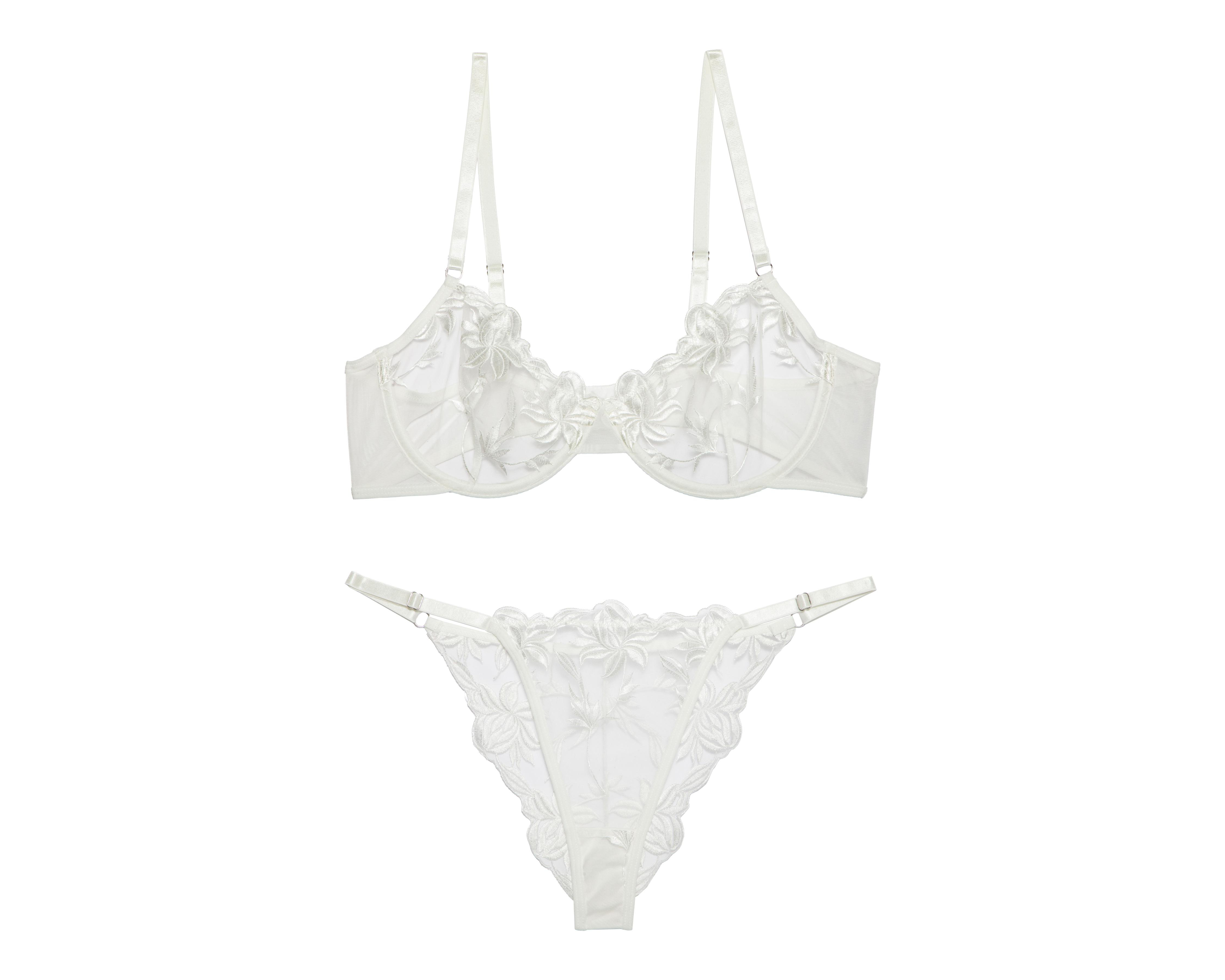 Coordinado de Encaje Copa Completa Blanco Eva Novias