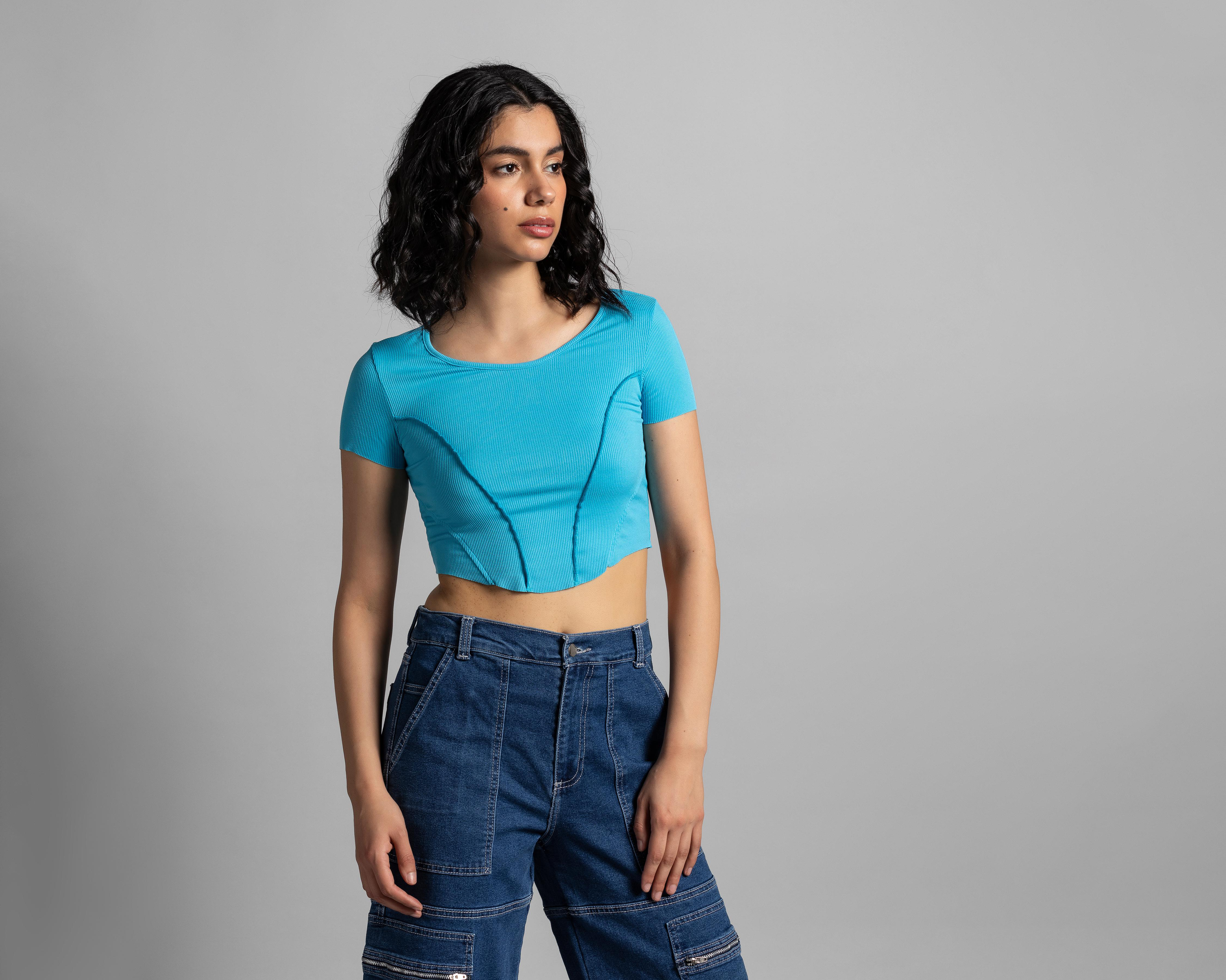 Playera Thinner Azul Manga Corta